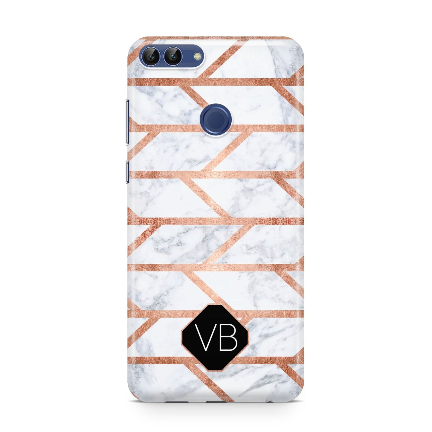 Personalised Rose Gold Faux Marble Initials Huawei P Smart Case