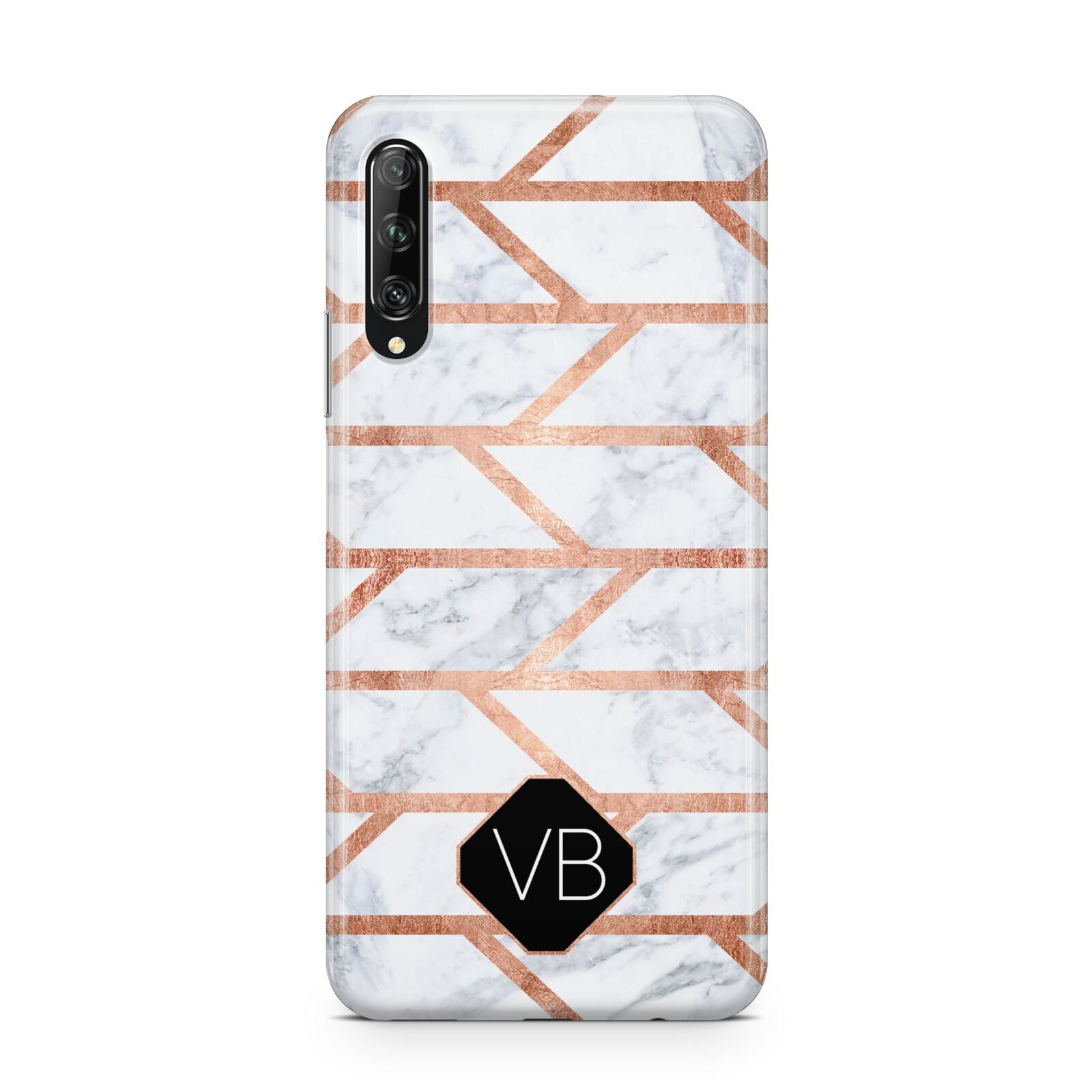 Personalised Rose Gold Faux Marble Initials Huawei P Smart Pro 2019