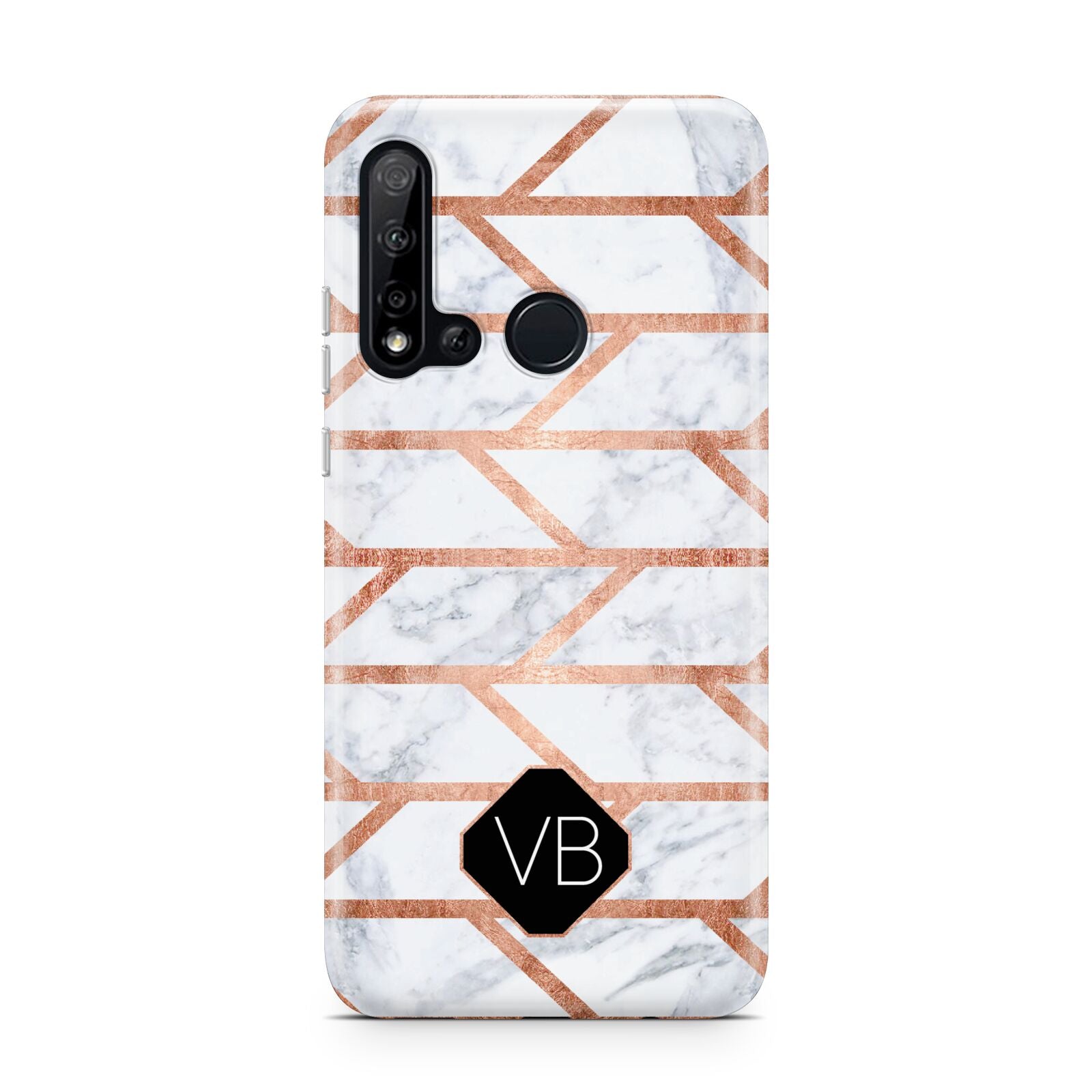 Personalised Rose Gold Faux Marble Initials Huawei P20 Lite 5G Phone Case