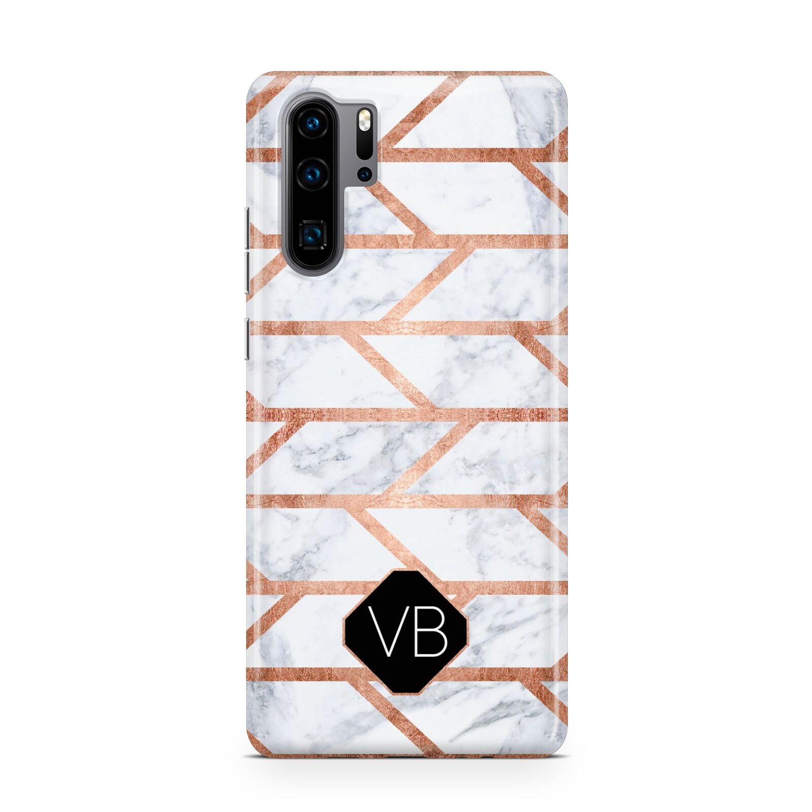 Personalised Rose Gold Faux Marble Initials Huawei P30 Pro Phone Case