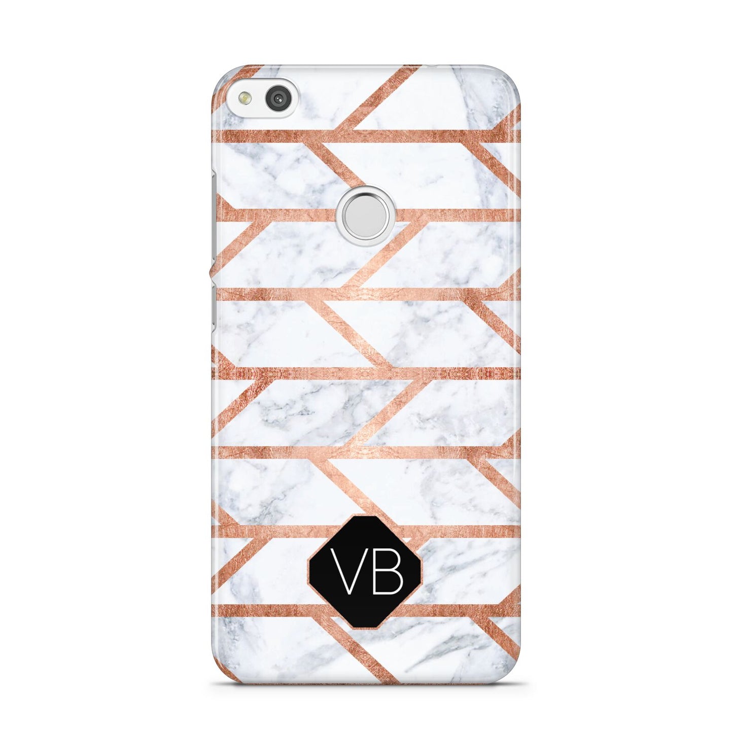 Personalised Rose Gold Faux Marble Initials Huawei P8 Lite Case