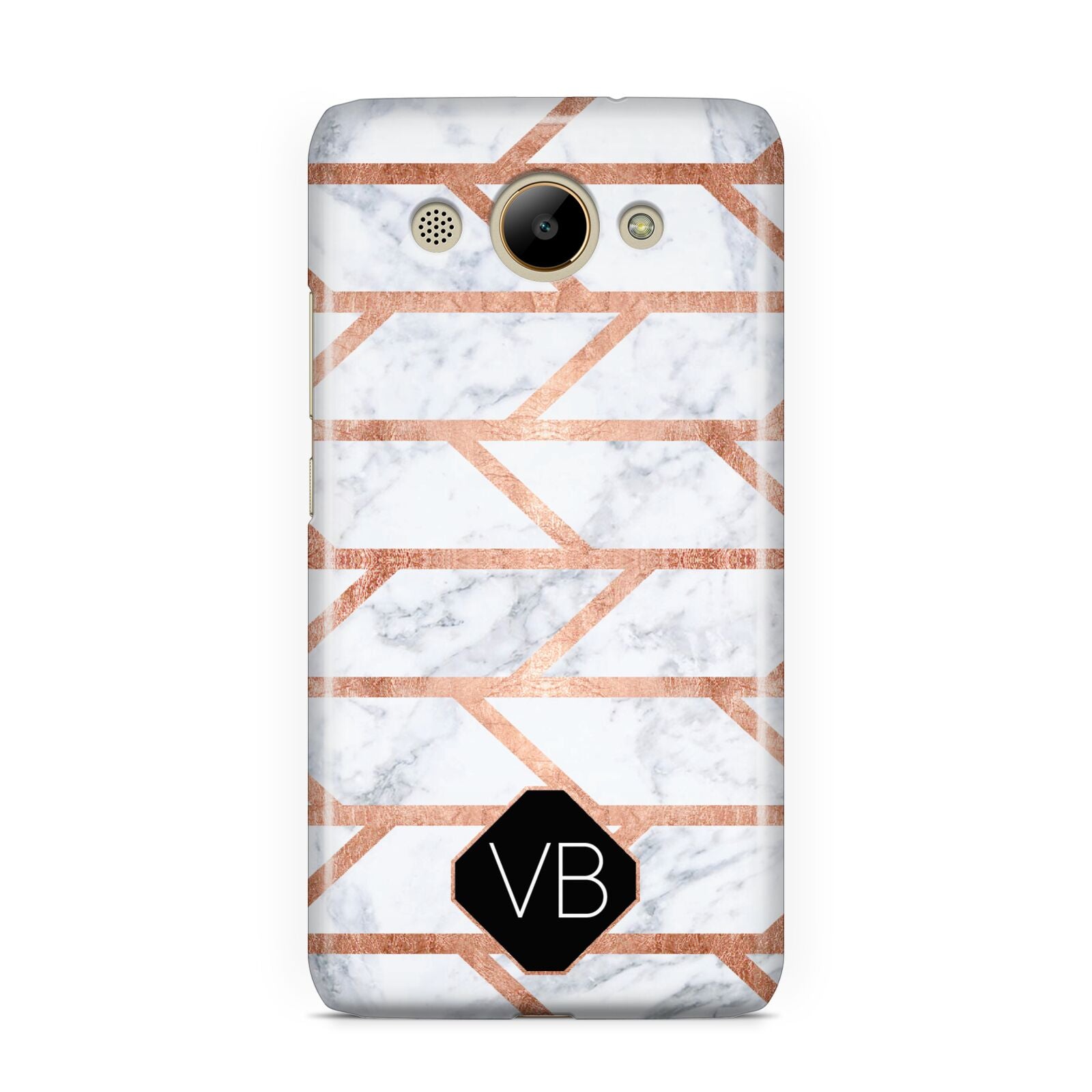 Personalised Rose Gold Faux Marble Initials Huawei Y3 2017