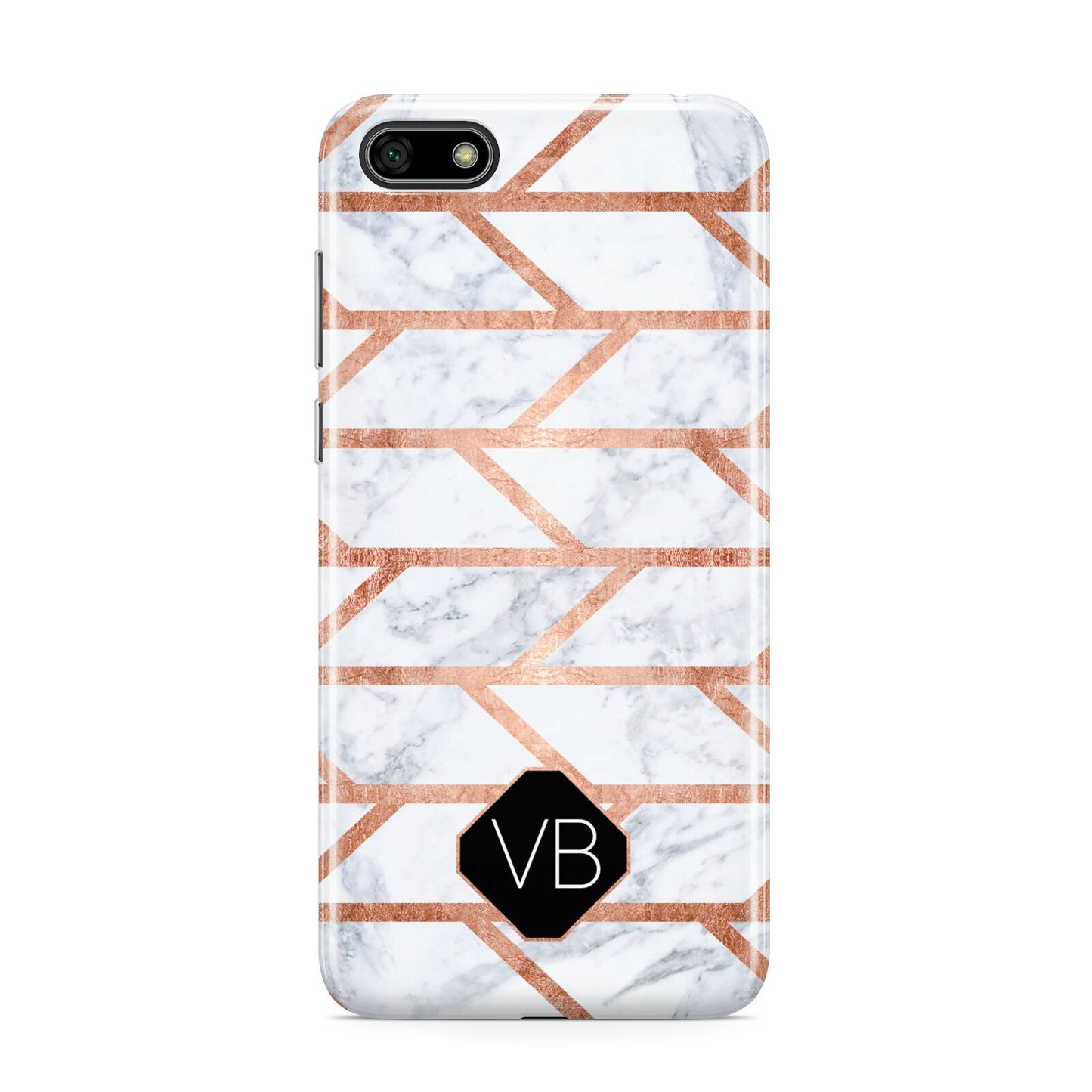 Personalised Rose Gold Faux Marble Initials Huawei Y5 Prime 2018 Phone Case
