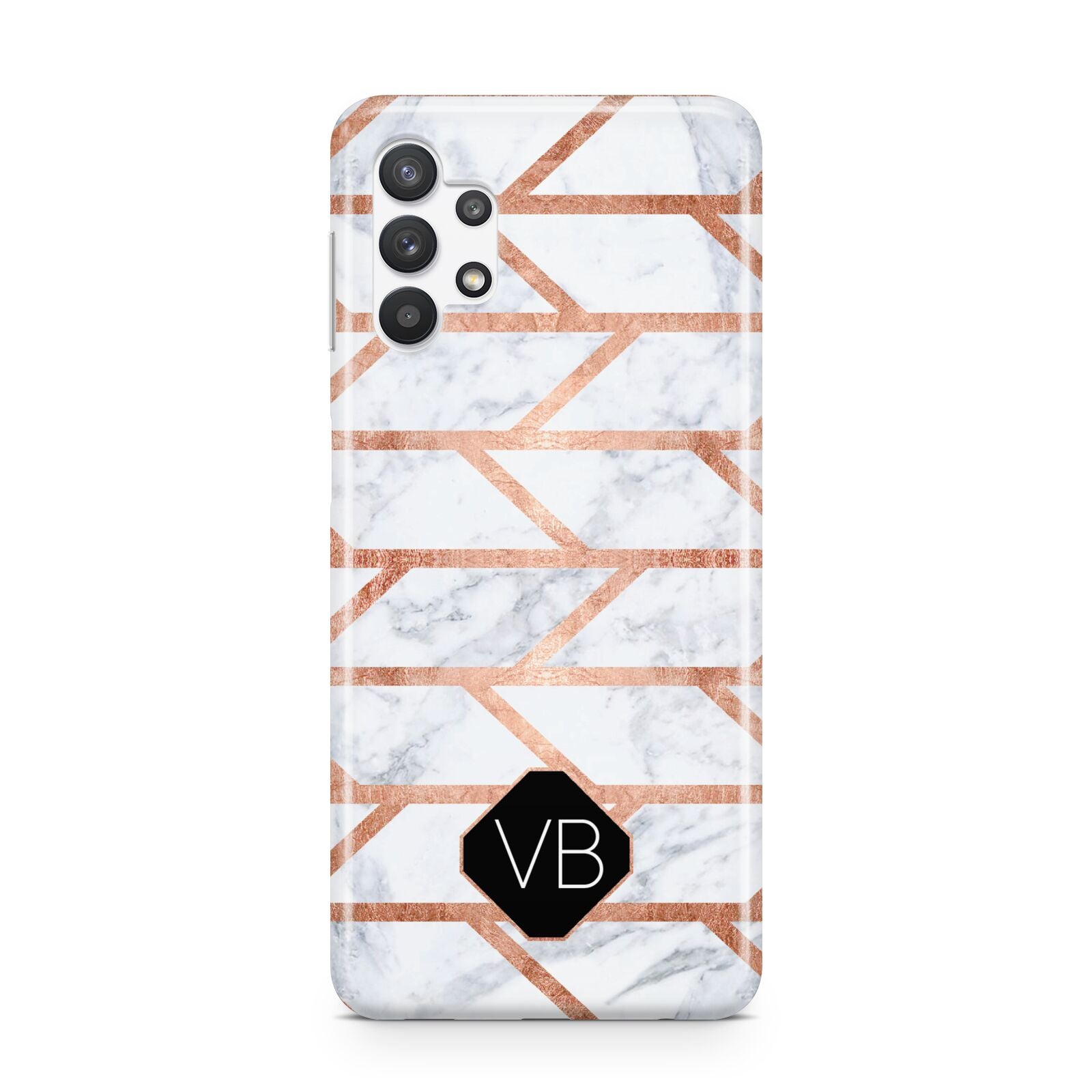 Personalised Rose Gold Faux Marble Initials Samsung A32 5G Case