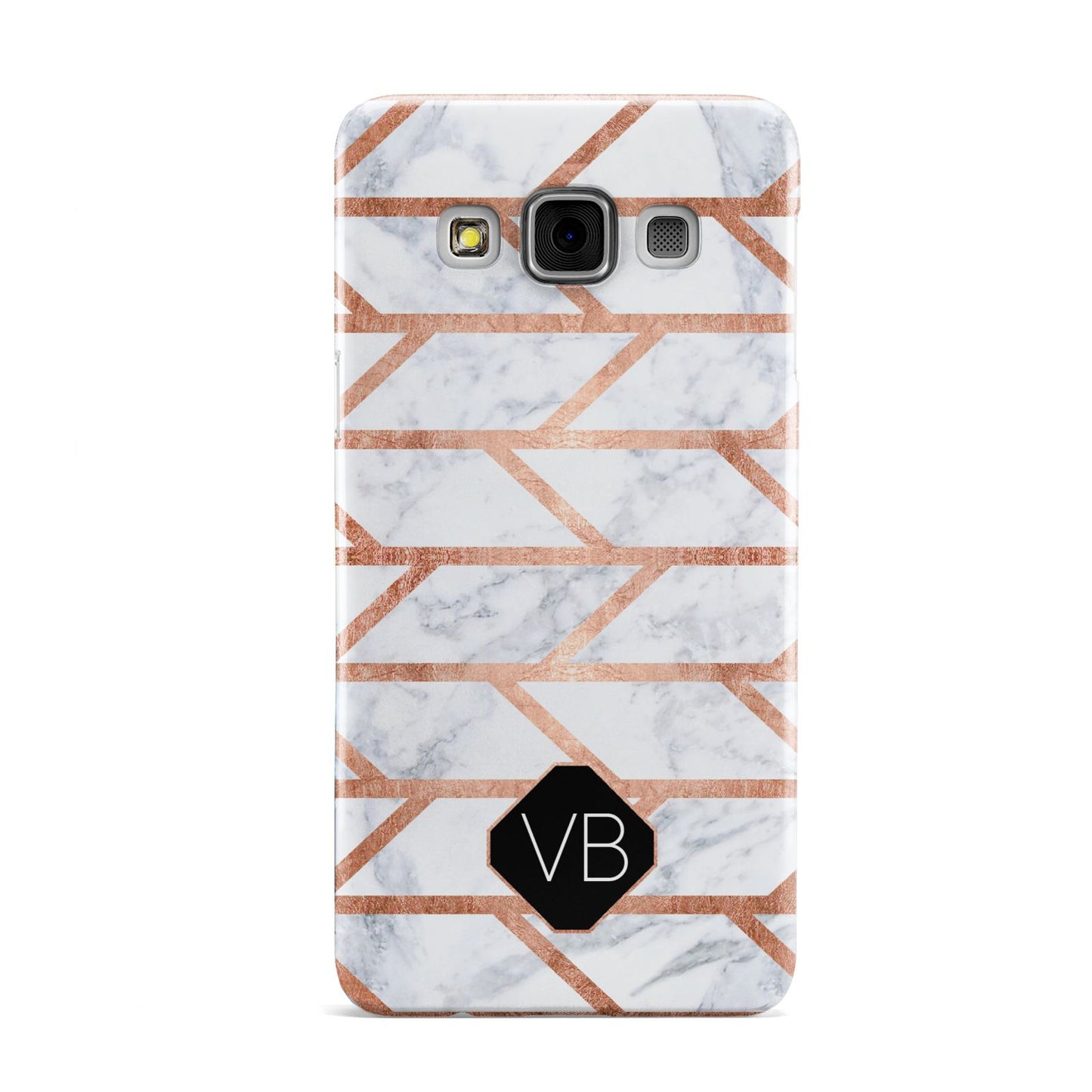 Personalised Rose Gold Faux Marble Initials Samsung Galaxy A3 Case