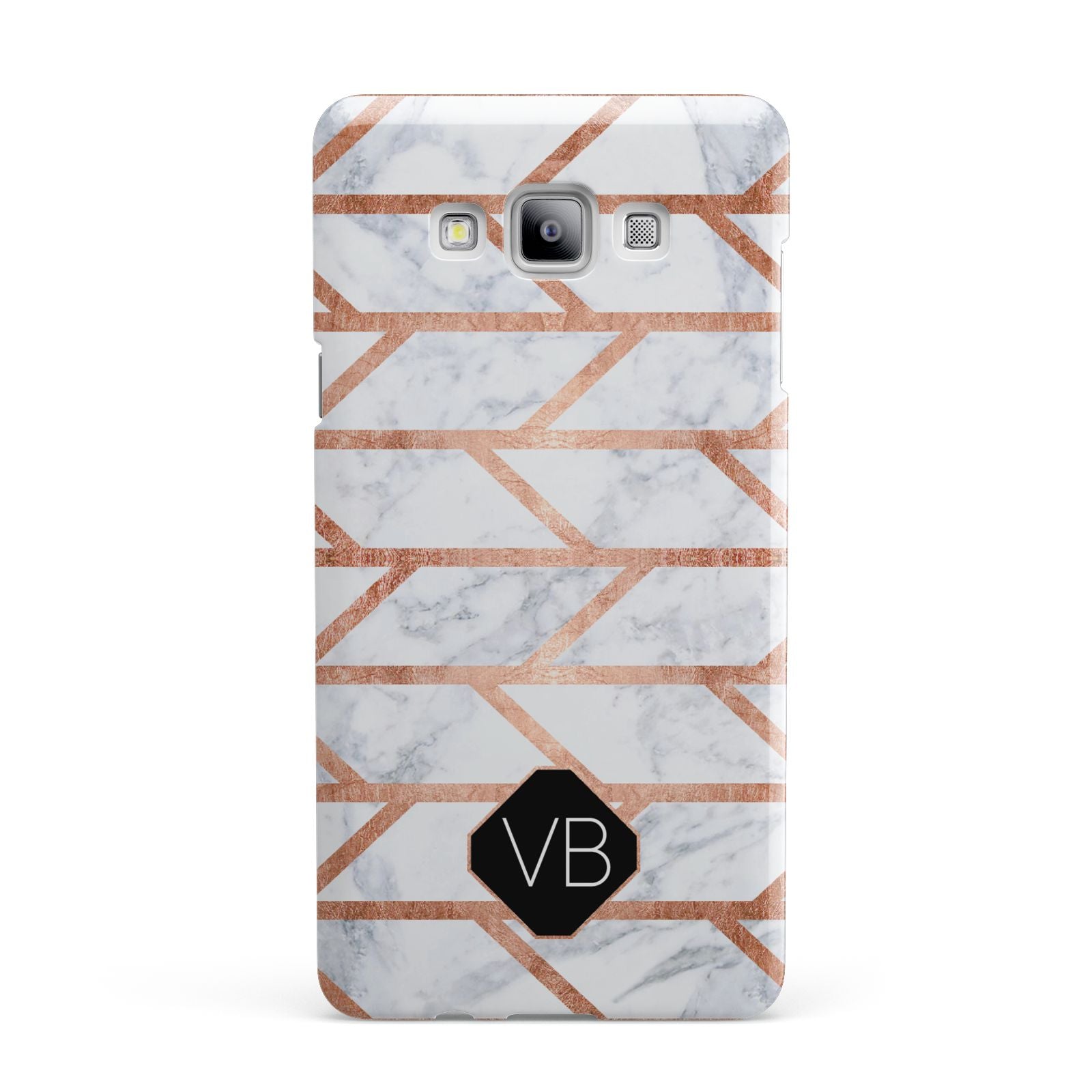 Personalised Rose Gold Faux Marble Initials Samsung Galaxy A7 2015 Case