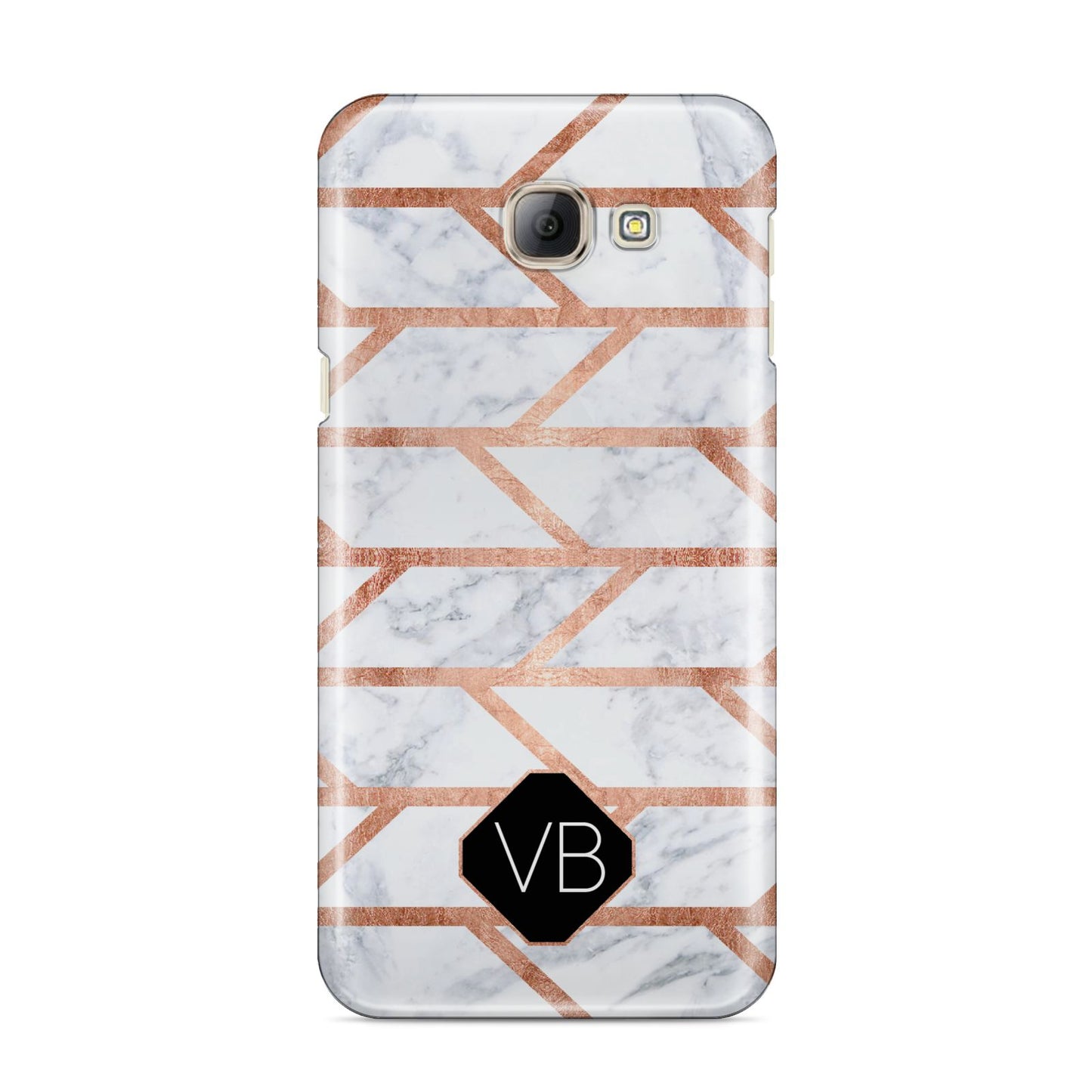 Personalised Rose Gold Faux Marble Initials Samsung Galaxy A8 2016 Case