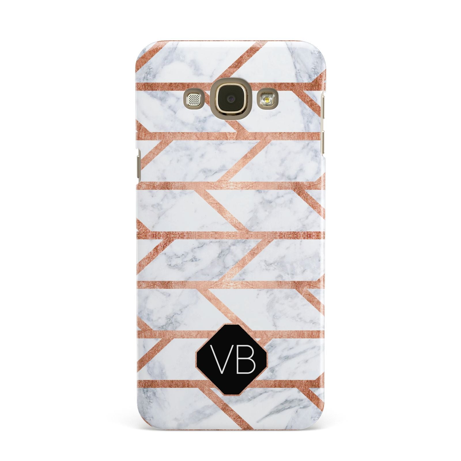 Personalised Rose Gold Faux Marble Initials Samsung Galaxy A8 Case