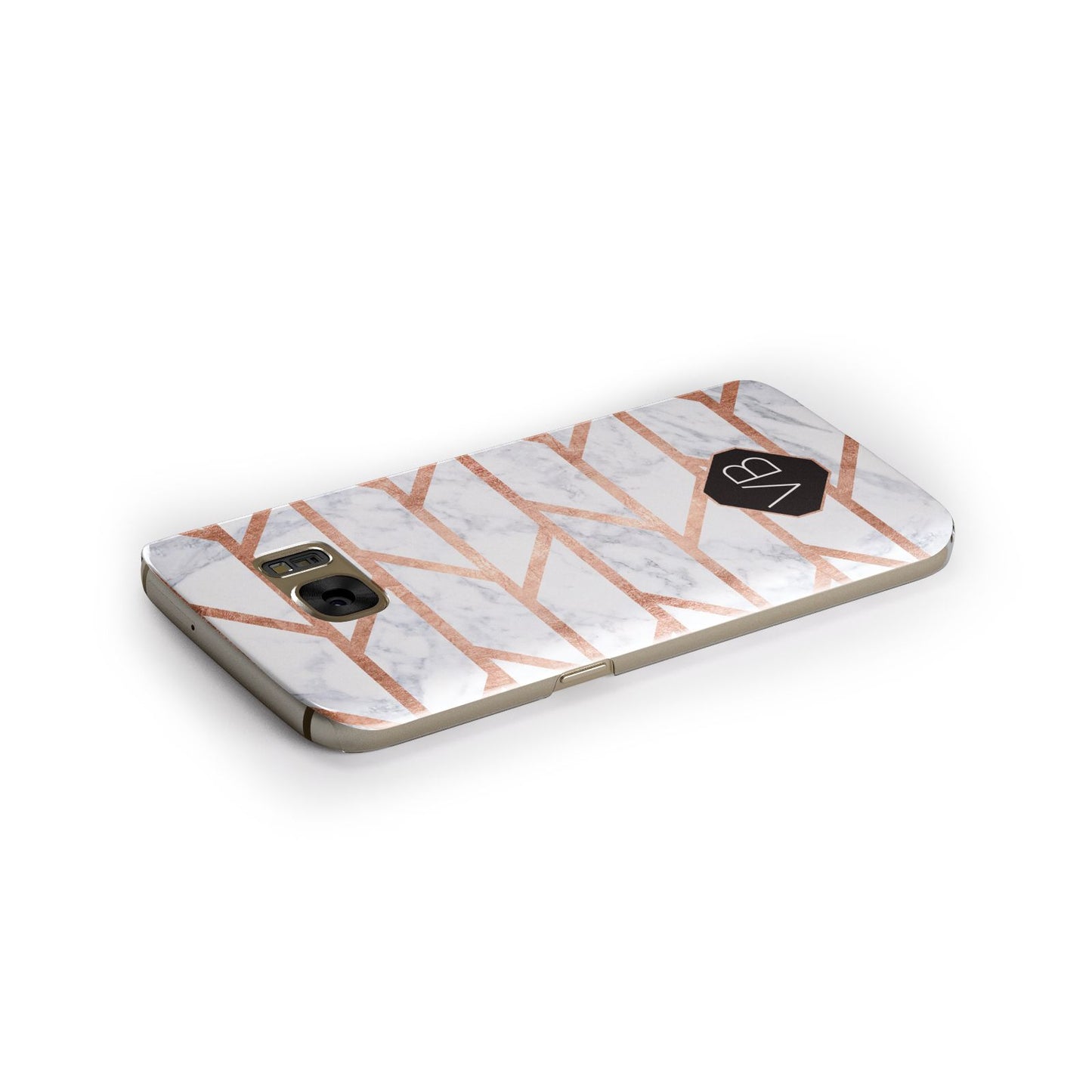 Personalised Rose Gold Faux Marble Initials Samsung Galaxy Case Side Close Up