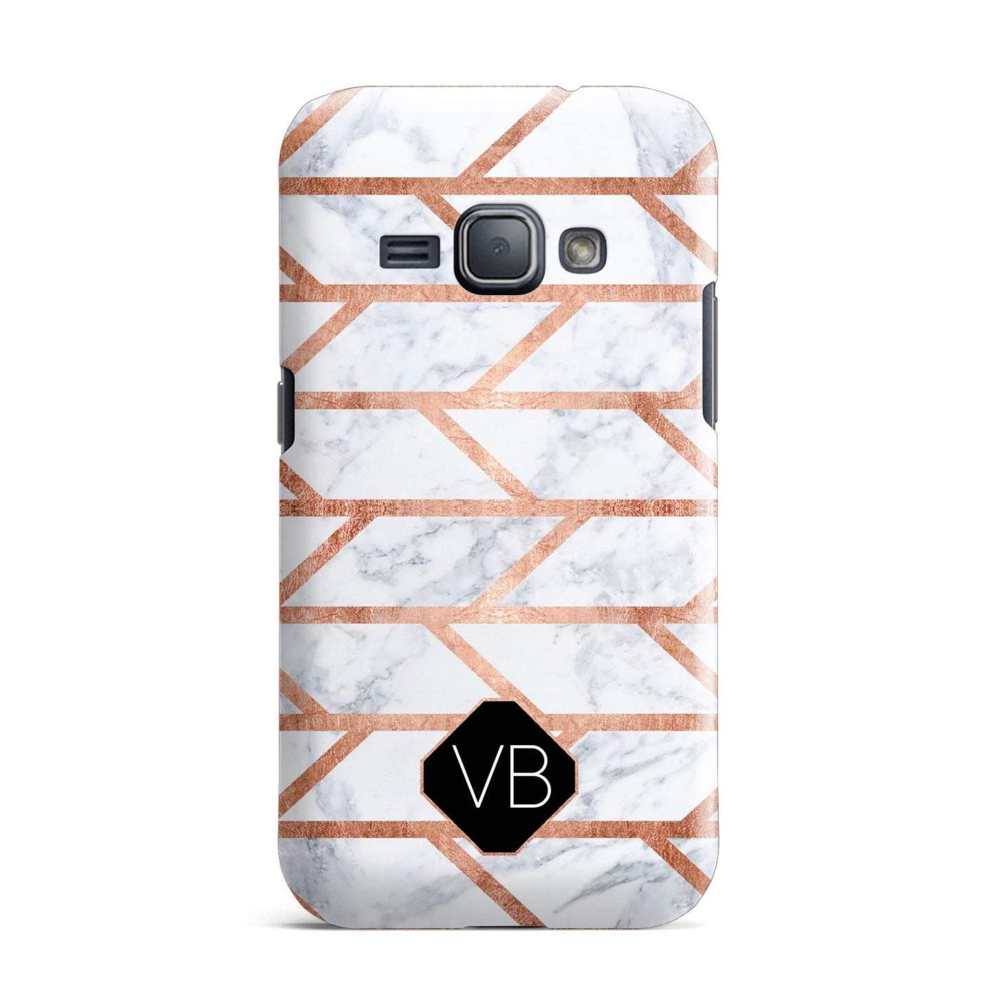 Personalised Rose Gold Faux Marble Initials Samsung Galaxy J1 2016 Case
