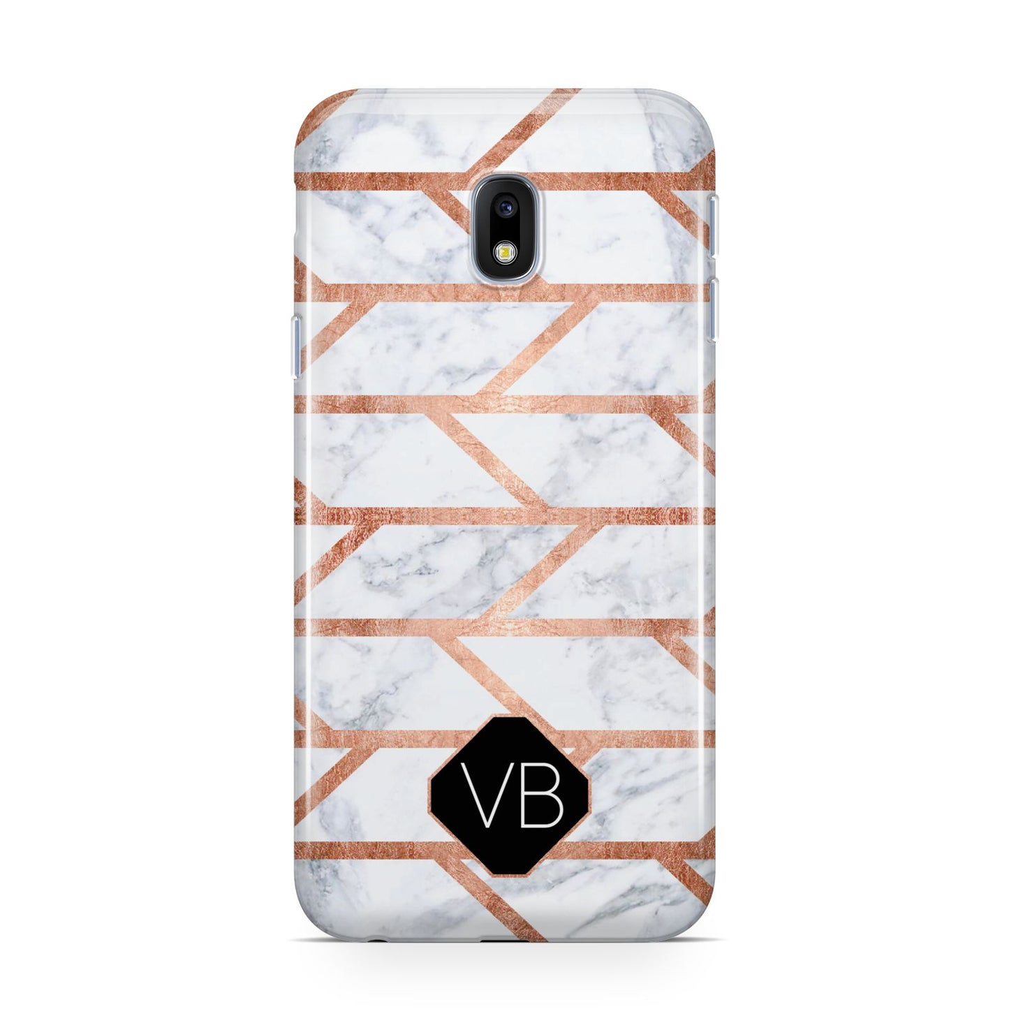 Personalised Rose Gold Faux Marble Initials Samsung Galaxy J3 2017 Case