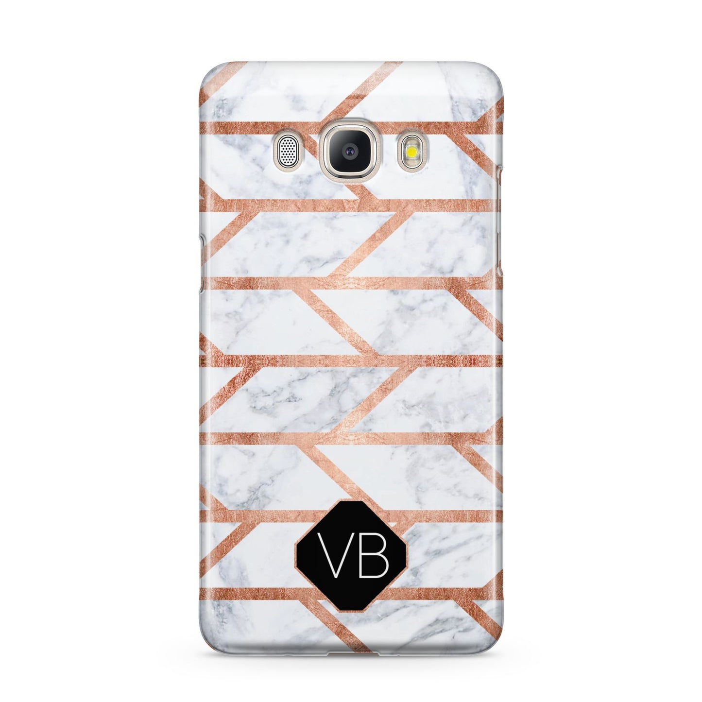 Personalised Rose Gold Faux Marble Initials Samsung Galaxy J5 2016 Case