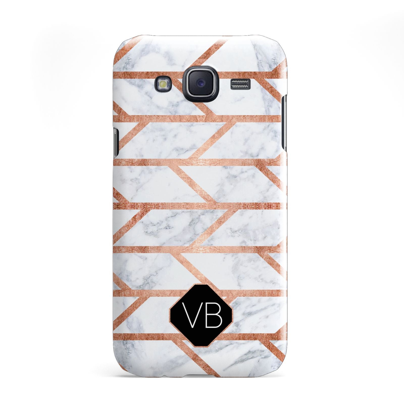 Personalised Rose Gold Faux Marble Initials Samsung Galaxy J5 Case