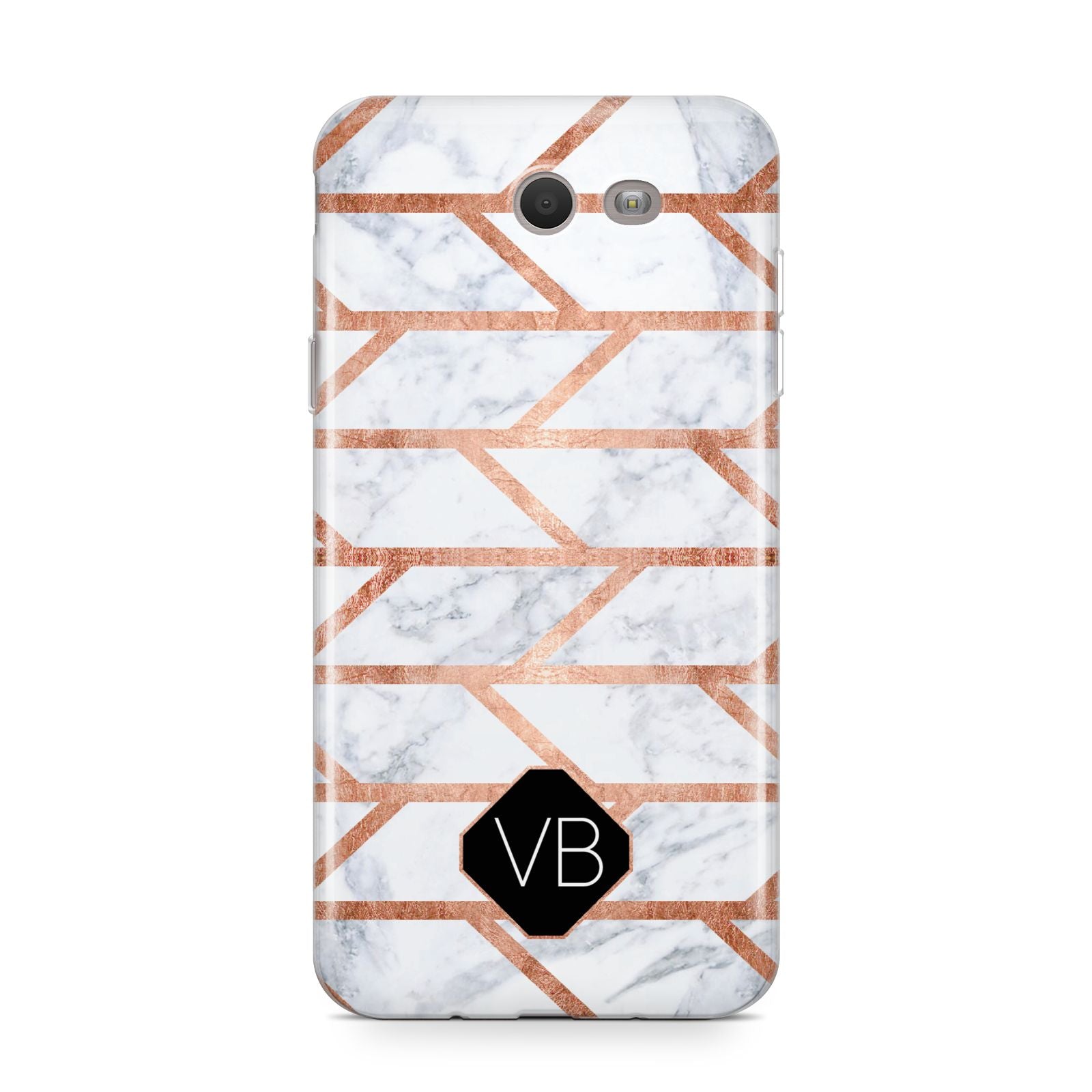 Personalised Rose Gold Faux Marble Initials Samsung Galaxy J7 2017 Case