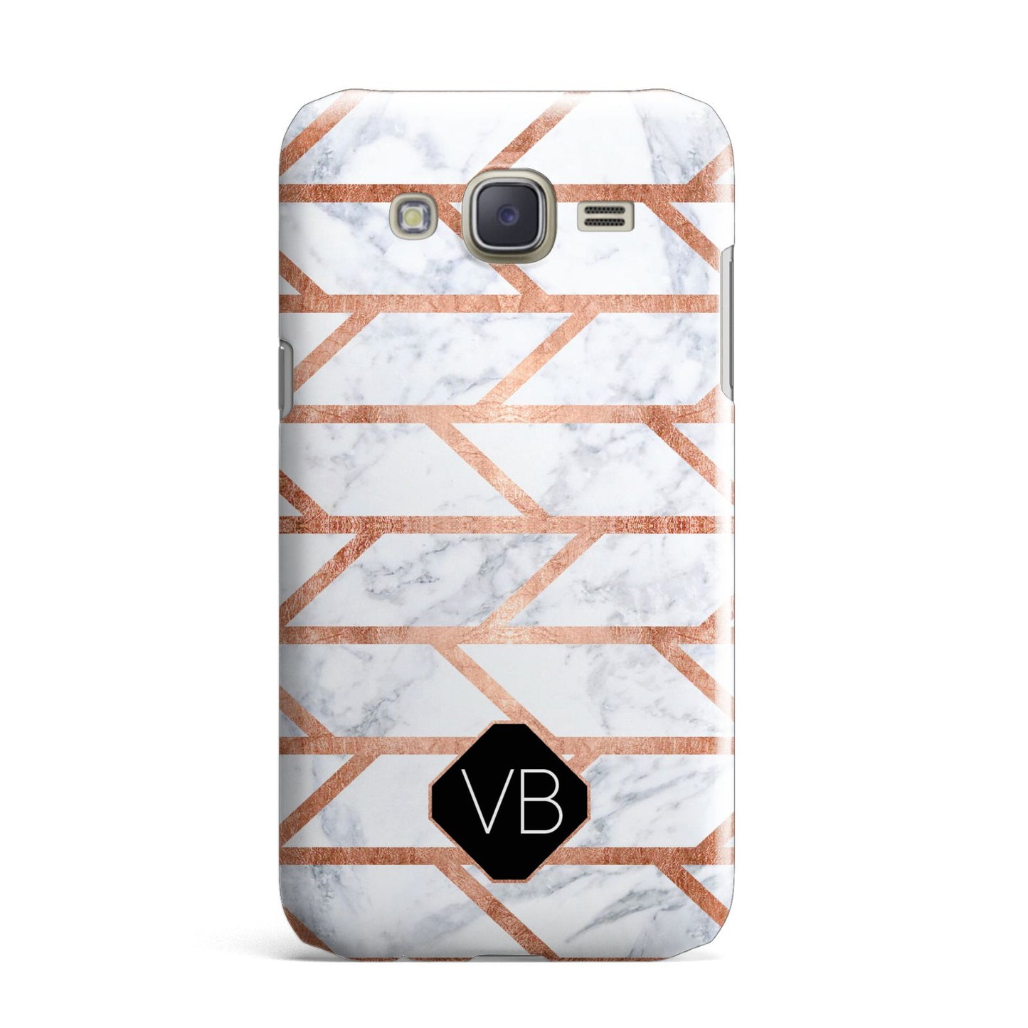 Personalised Rose Gold Faux Marble Initials Samsung Galaxy J7 Case