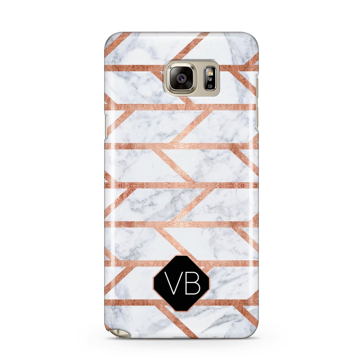 Personalised Rose Gold Faux Marble Initials Samsung Galaxy Note 5 Case