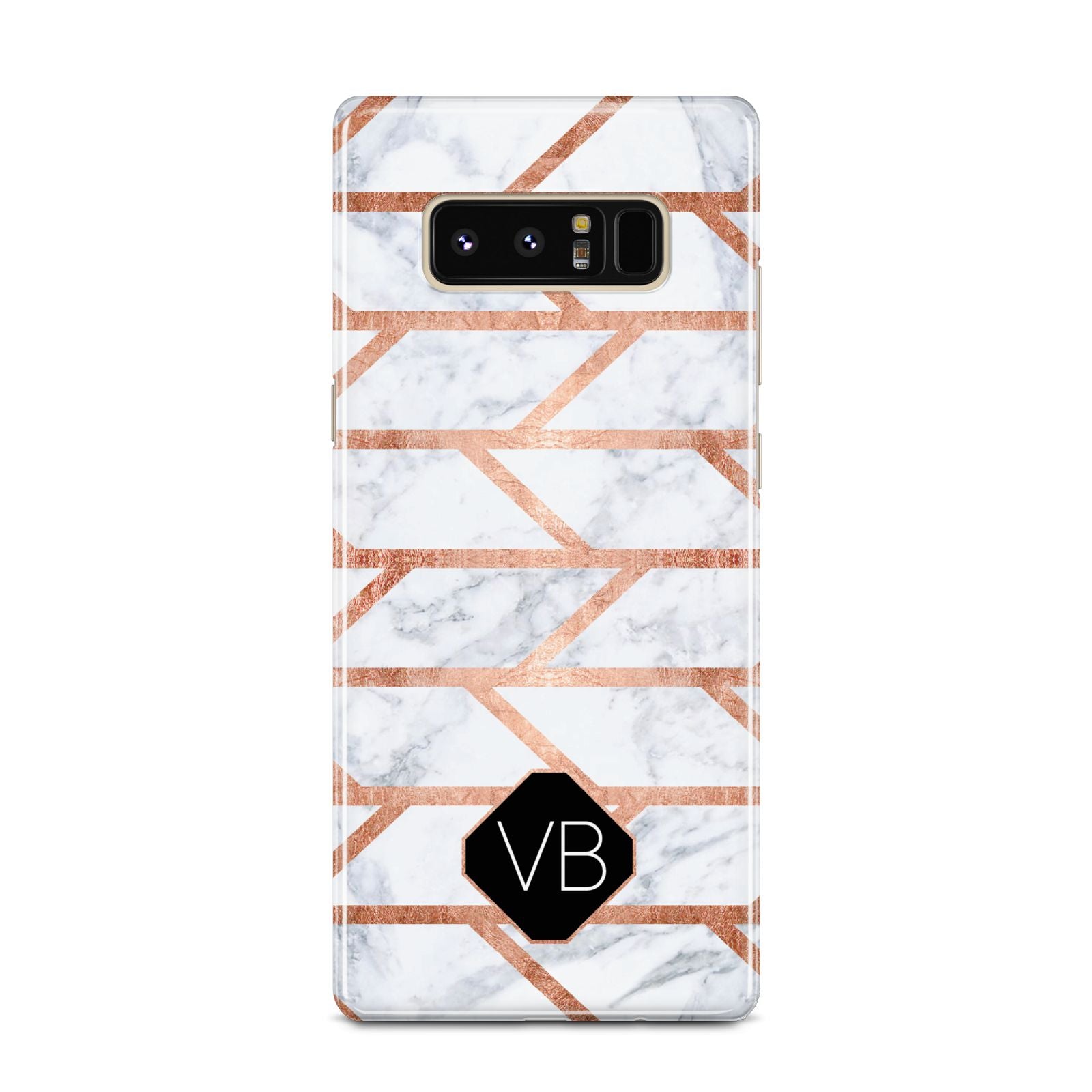 Personalised Rose Gold Faux Marble Initials Samsung Galaxy Note 8 Case