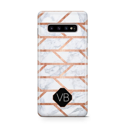 Personalised Rose Gold Faux Marble Initials Samsung Galaxy S10 Case