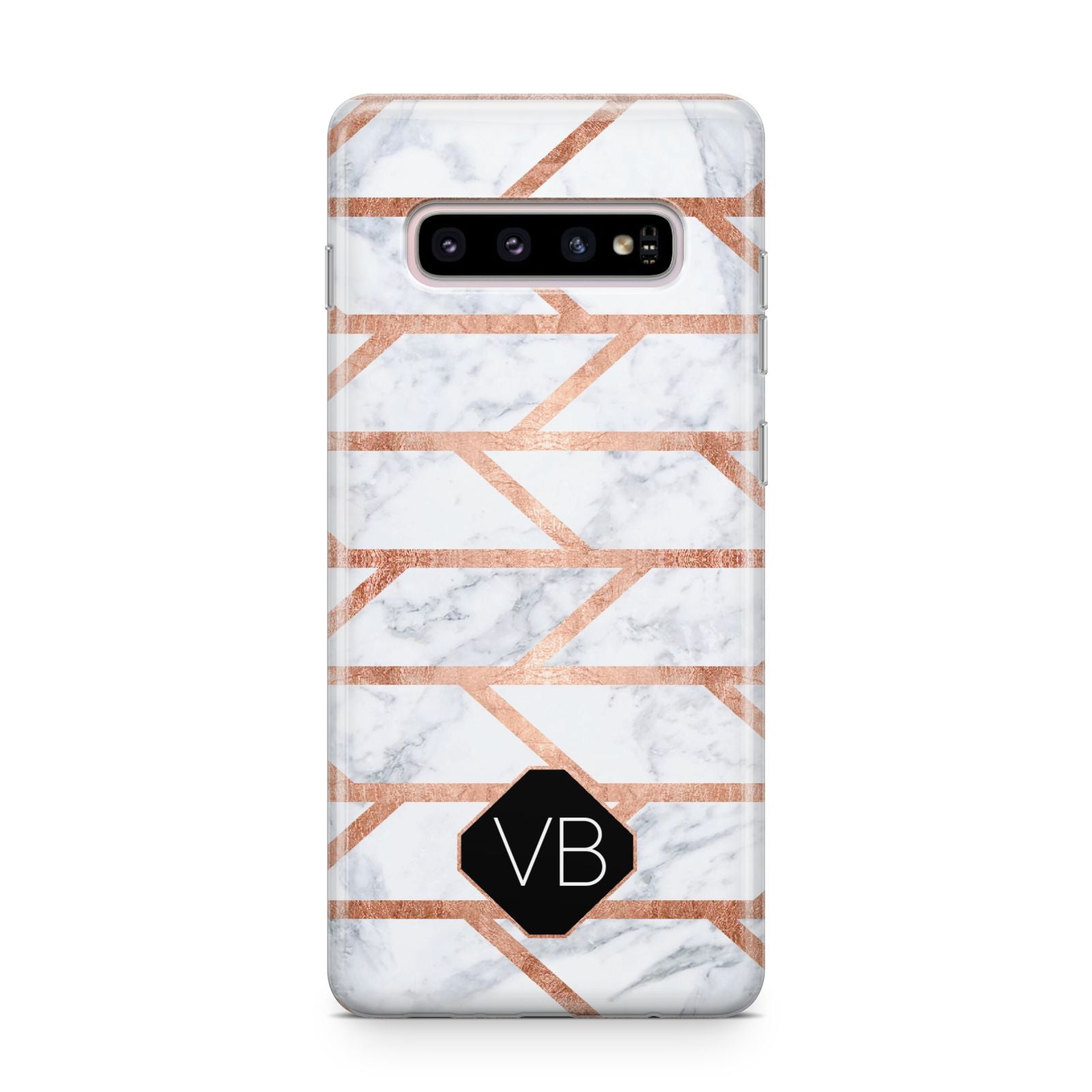 Personalised Rose Gold Faux Marble Initials Samsung Galaxy S10 Plus Case
