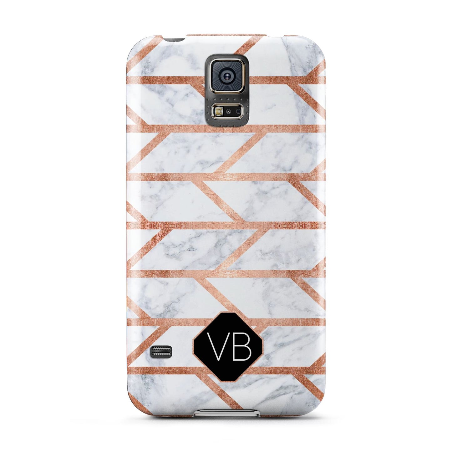 Personalised Rose Gold Faux Marble Initials Samsung Galaxy S5 Case