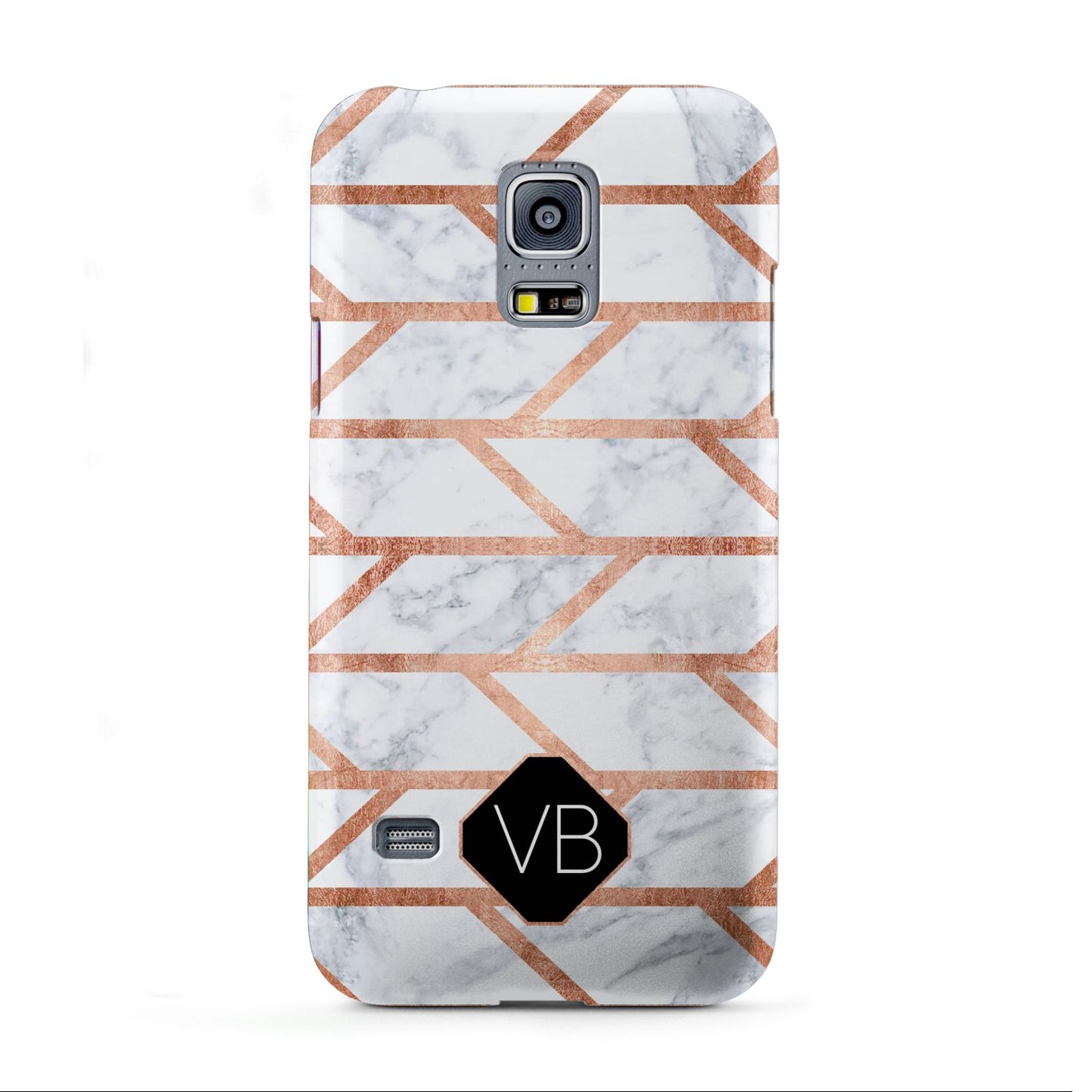 Personalised Rose Gold Faux Marble Initials Samsung Galaxy S5 Mini Case