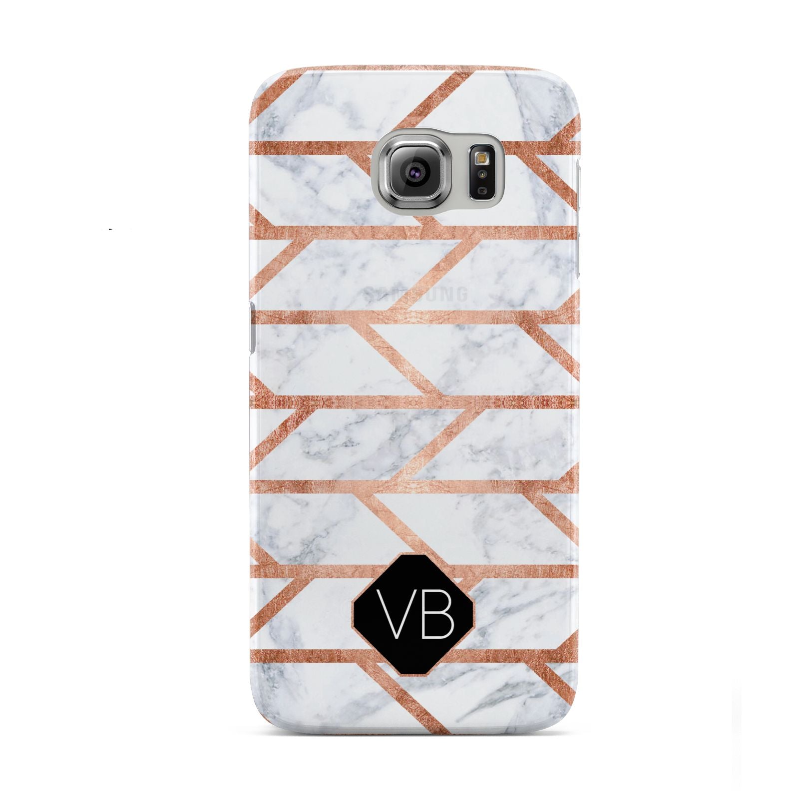 Personalised Rose Gold Faux Marble Initials Samsung Galaxy S6 Case