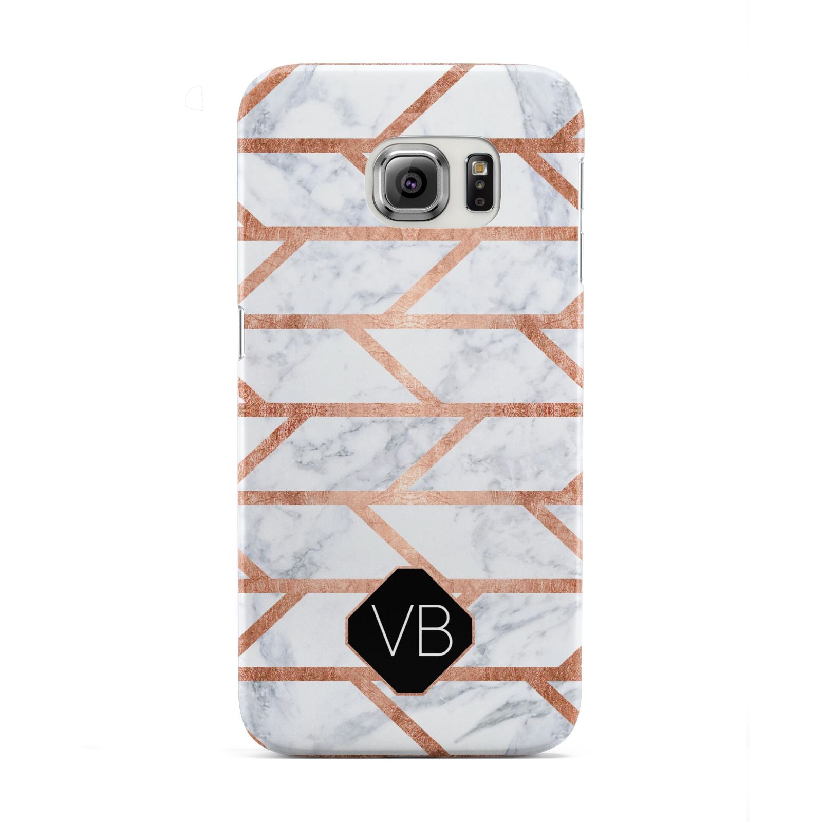 Personalised Rose Gold Faux Marble Initials Samsung Galaxy S6 Edge Case