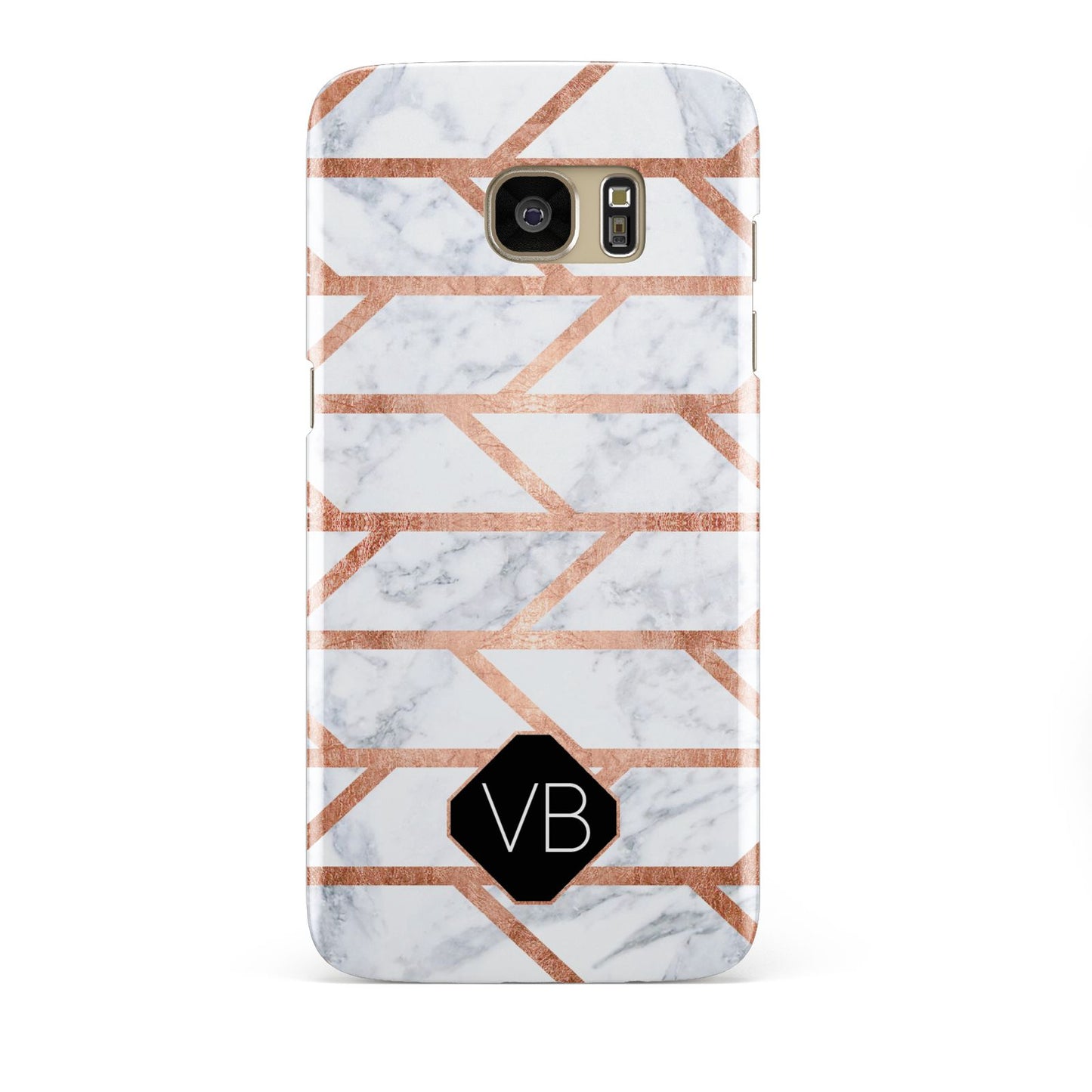Personalised Rose Gold Faux Marble Initials Samsung Galaxy S7 Edge Case