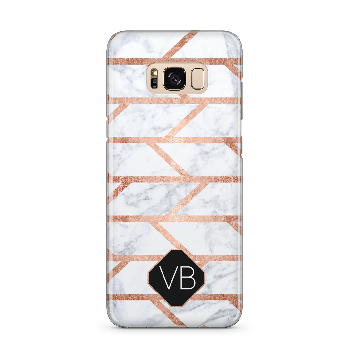 Personalised Rose Gold Faux Marble Initials Samsung Galaxy S8 Plus Case