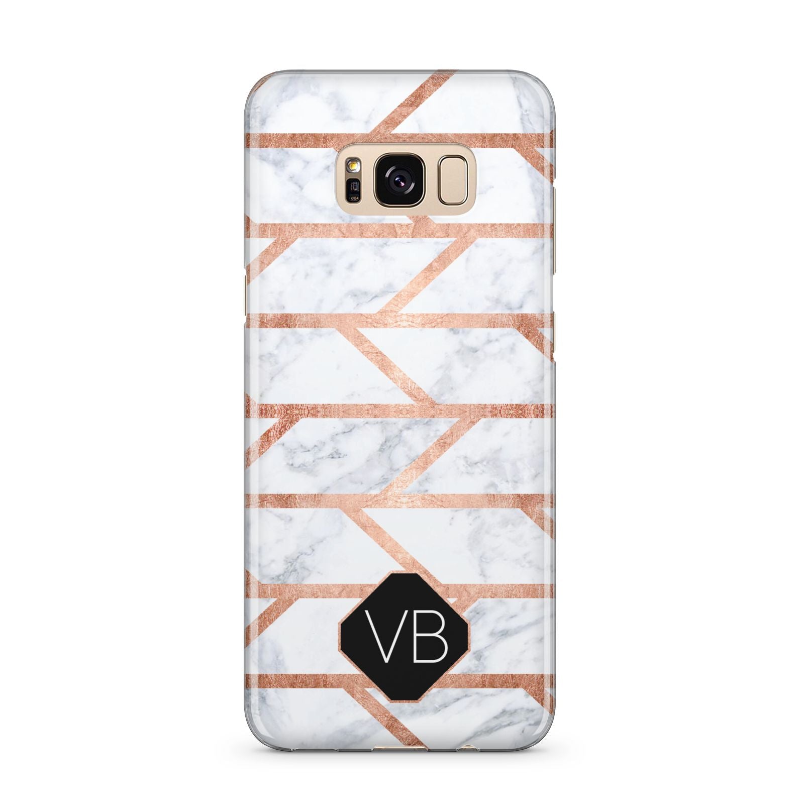 Personalised Rose Gold Faux Marble Initials Samsung Galaxy S8 Plus Case