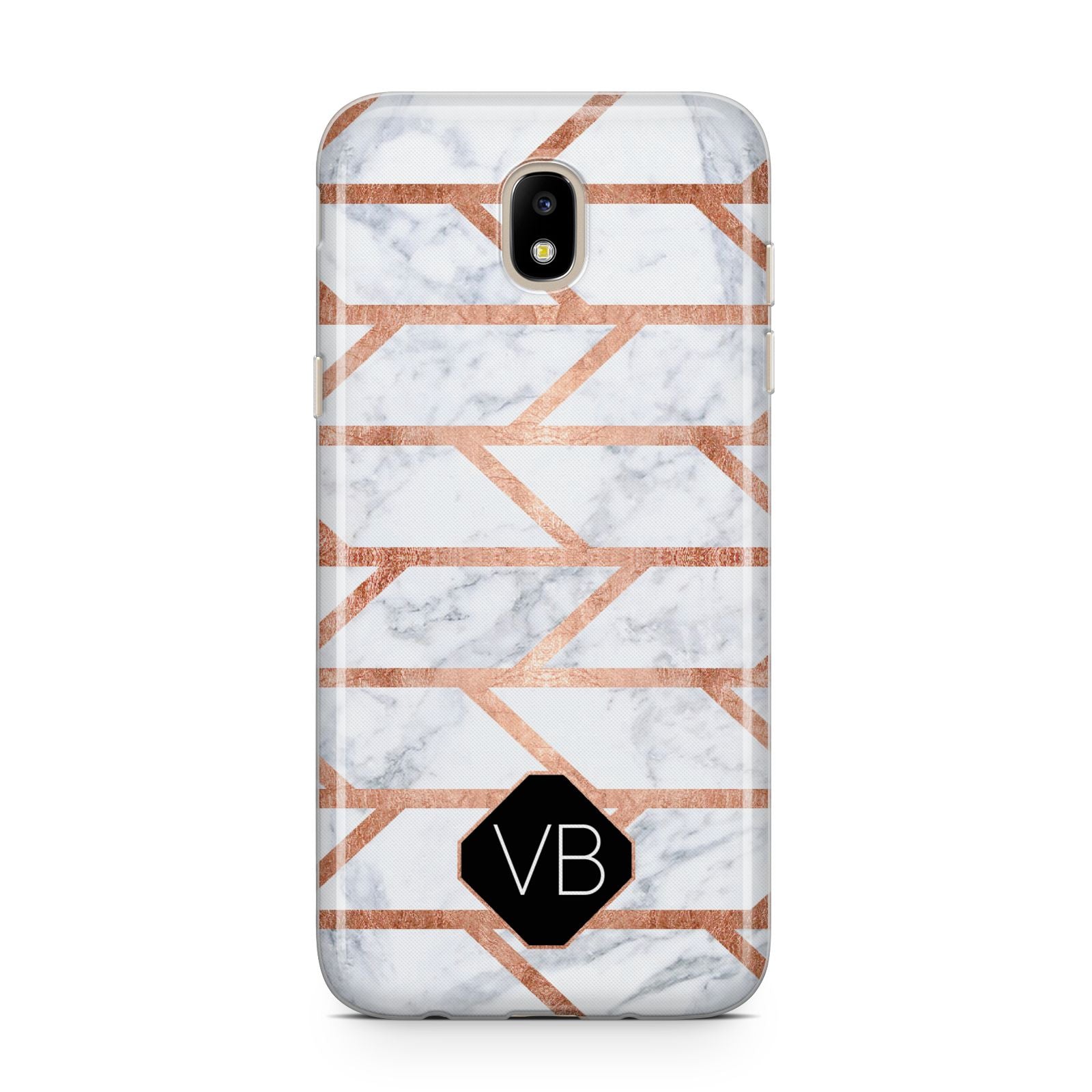 Personalised Rose Gold Faux Marble Initials Samsung J5 2017 Case
