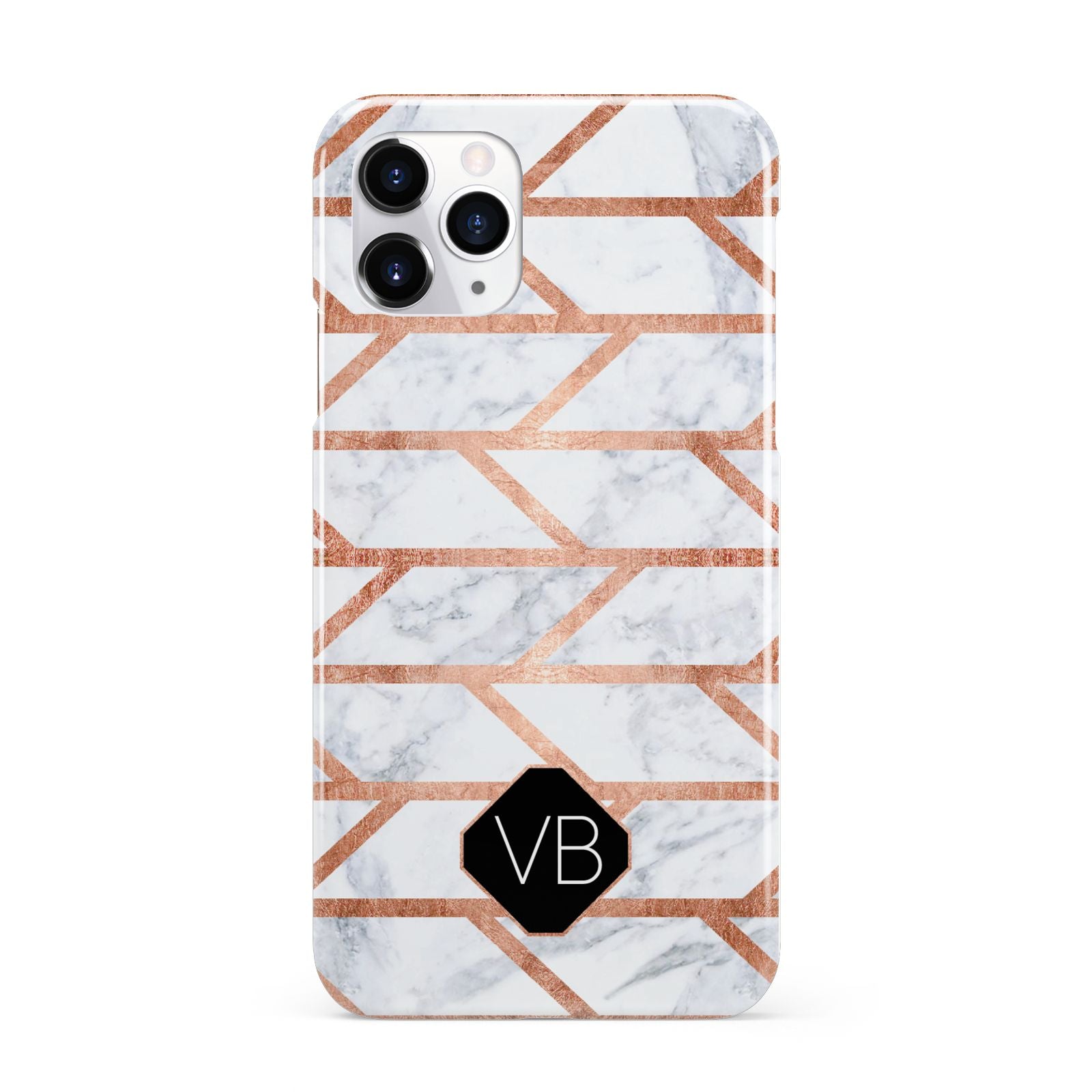 Personalised Rose Gold Faux Marble Initials iPhone 11 Pro 3D Snap Case
