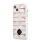 Personalised Rose Gold Faux Marble Initials iPhone 14 Plus Clear Tough Case Starlight Angled Image
