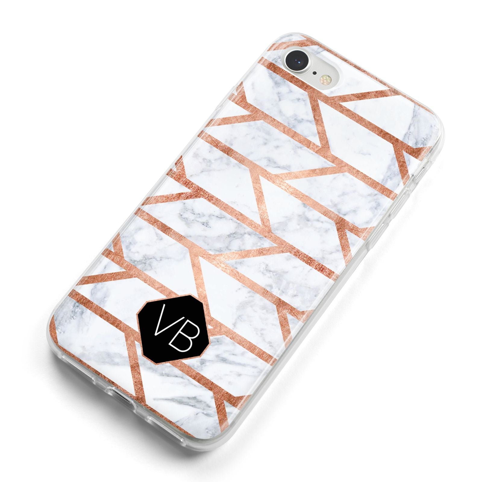 Personalised Rose Gold Faux Marble Initials iPhone 8 Bumper Case on Silver iPhone Alternative Image