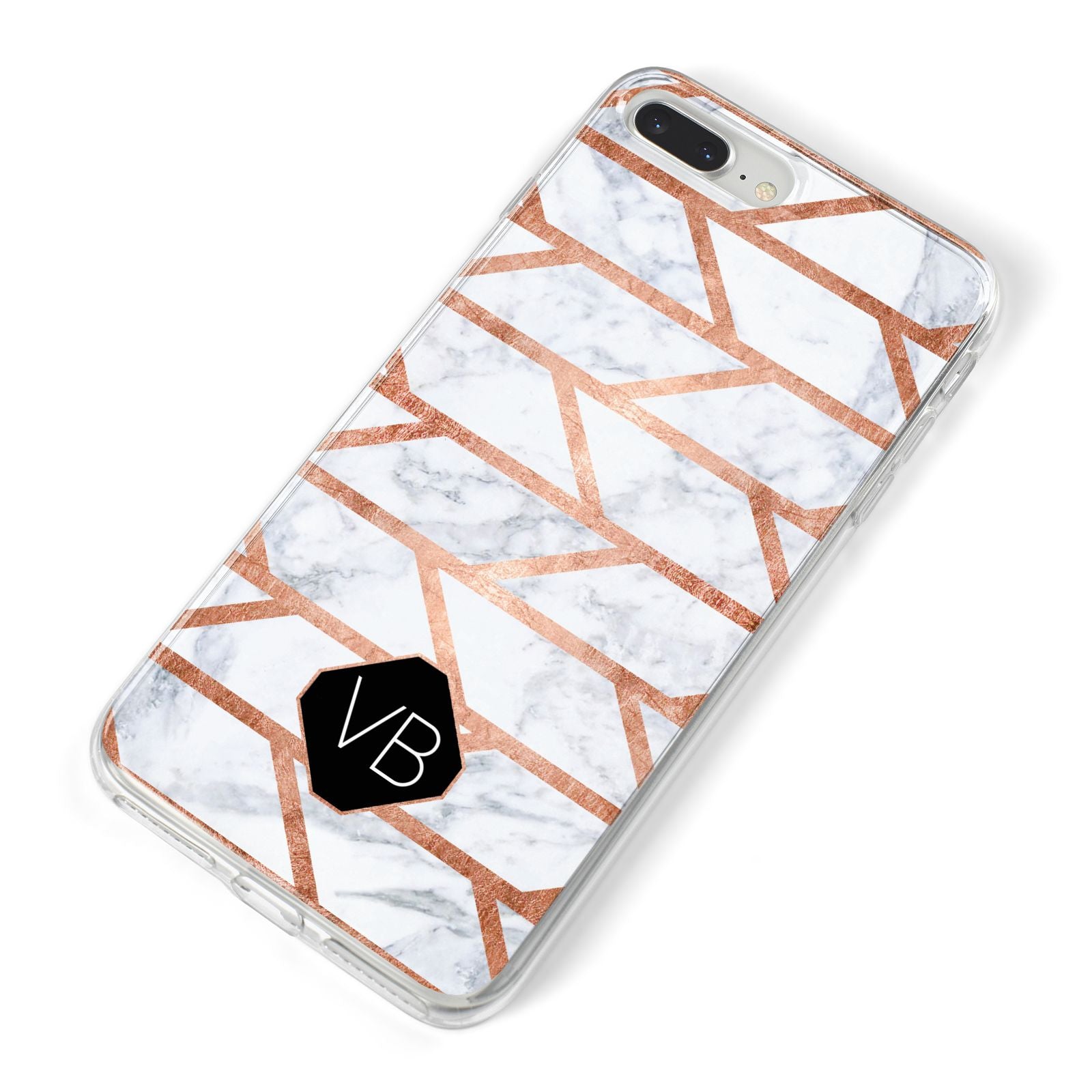 Personalised Rose Gold Faux Marble Initials iPhone 8 Plus Bumper Case on Silver iPhone Alternative Image