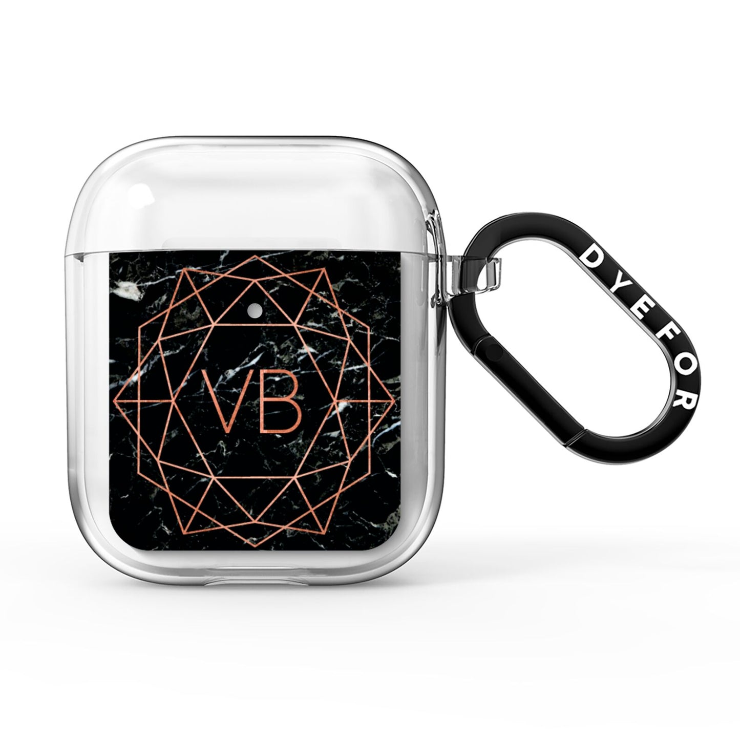 Personalised Rose Gold Geometric Initials AirPods Clear Case