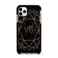 Personalised Rose Gold Geometric Initials Apple iPhone 11 Pro Max in Silver with Black Impact Case