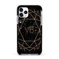Personalised Rose Gold Geometric Initials Apple iPhone 11 Pro in Silver with Black Impact Case