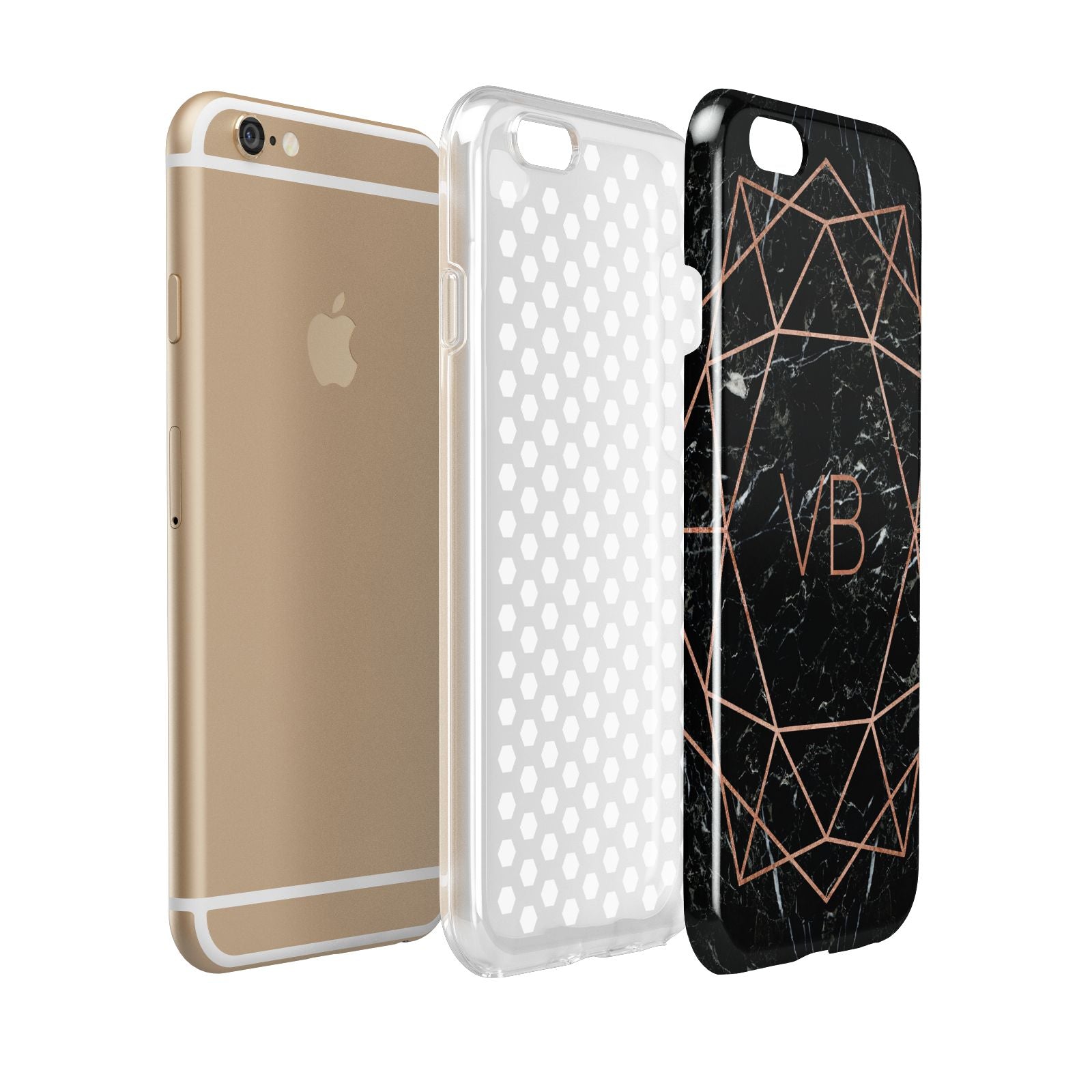 Personalised Rose Gold Geometric Initials Apple iPhone 6 3D Tough Case Expanded view