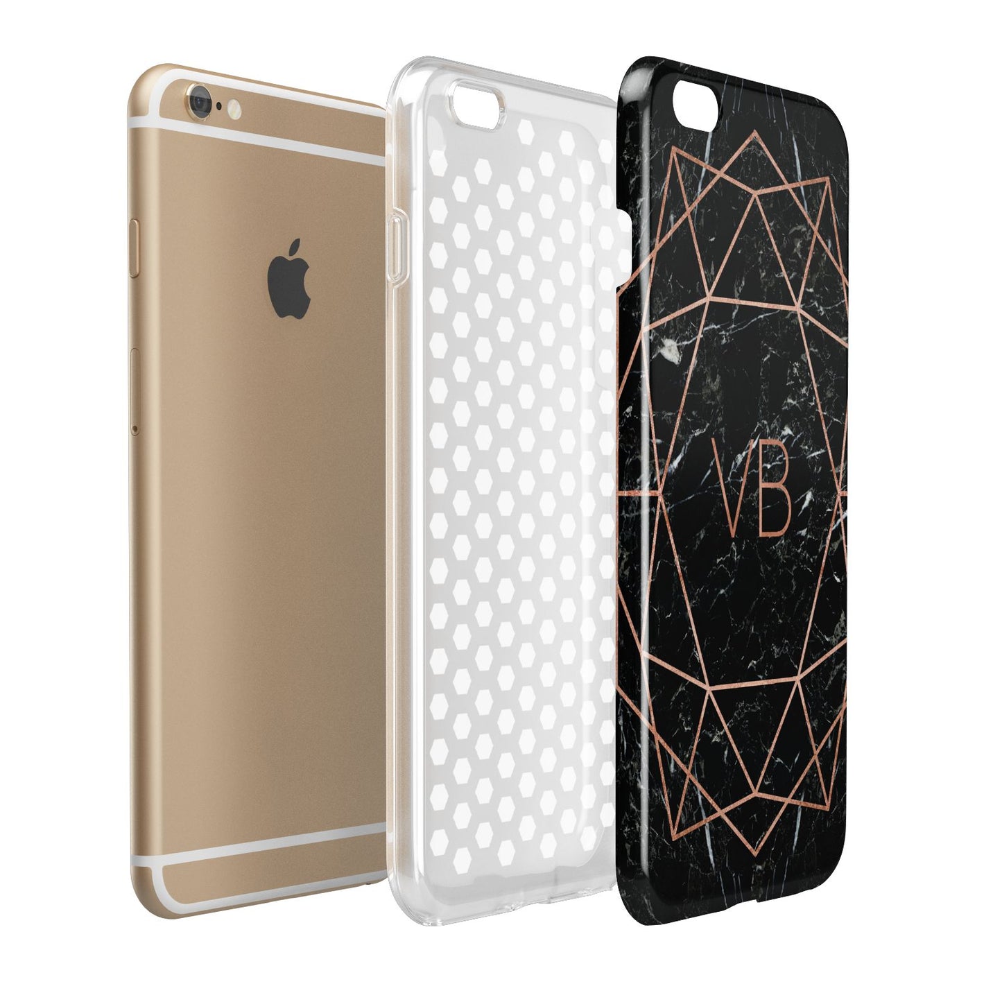 Personalised Rose Gold Geometric Initials Apple iPhone 6 Plus 3D Tough Case