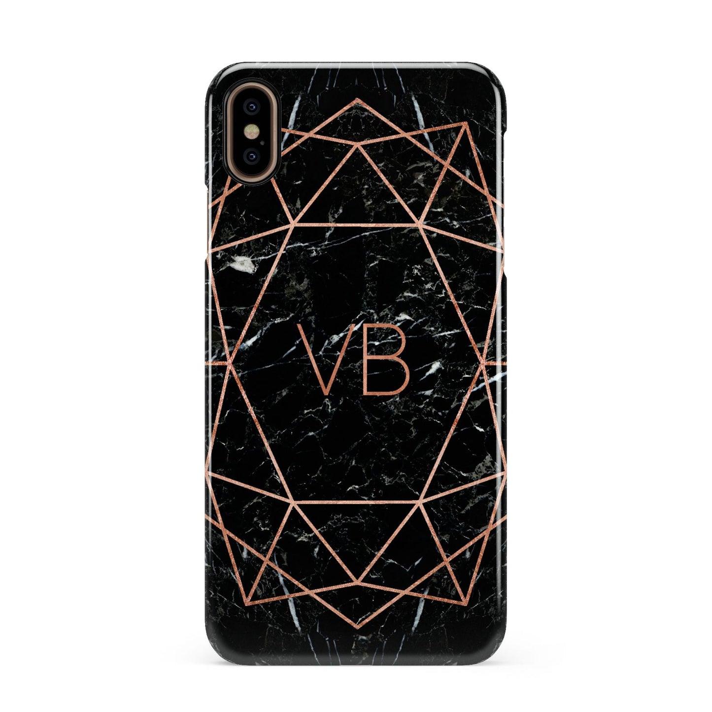 Personalised Rose Gold Geometric Initials Apple iPhone Xs Max 3D Snap Case