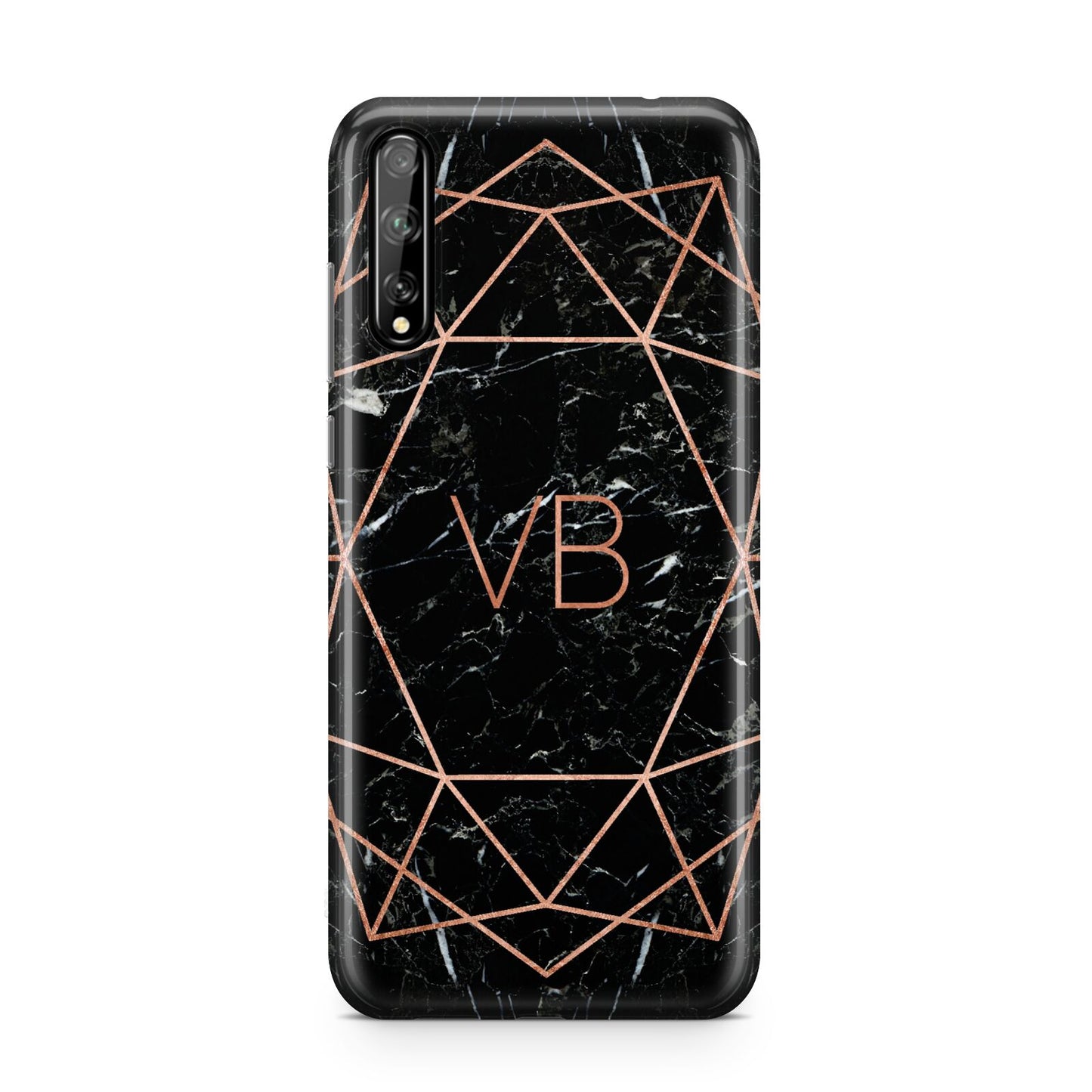 Personalised Rose Gold Geometric Initials Huawei Enjoy 10s Phone Case