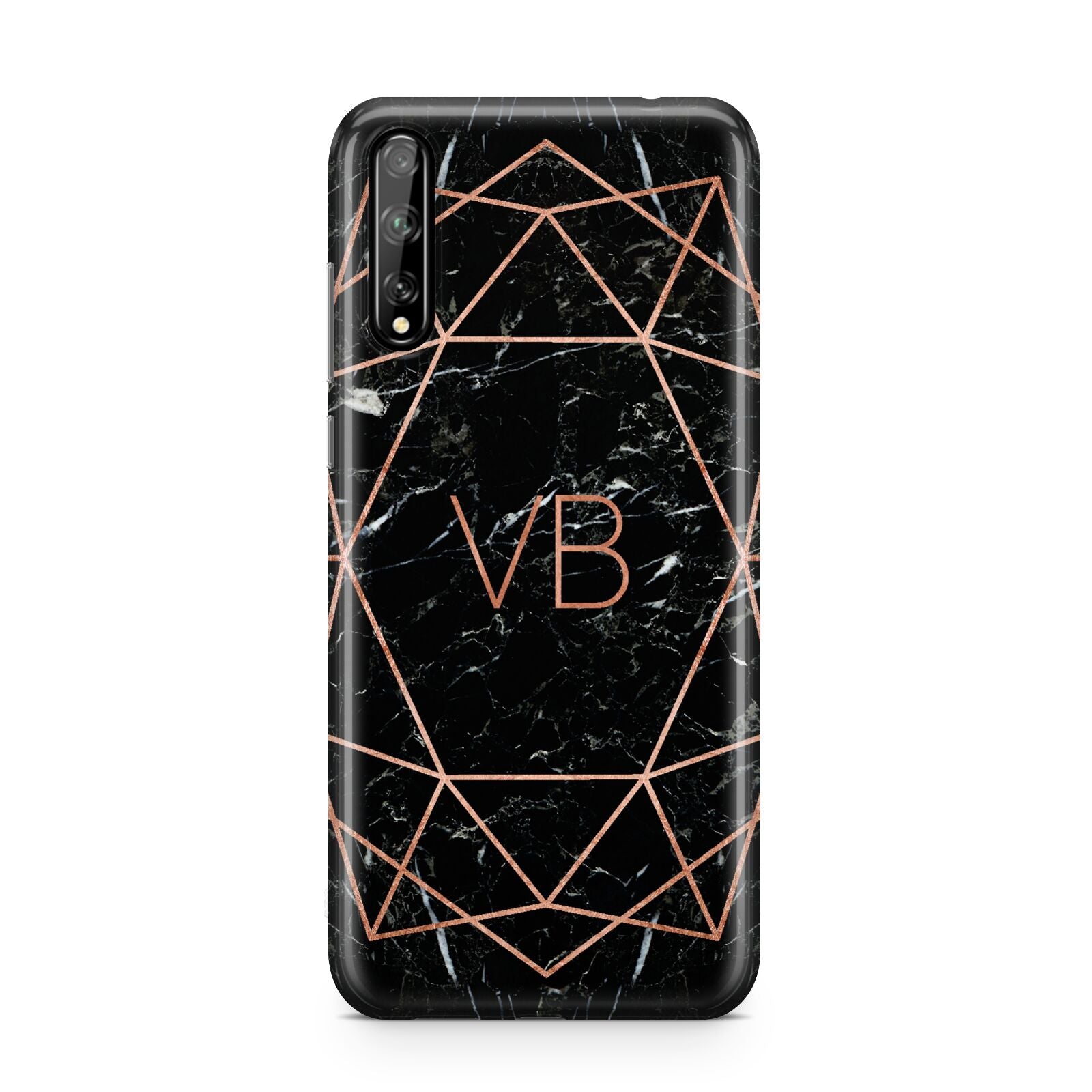 Personalised Rose Gold Geometric Initials Huawei Enjoy 10s Phone Case
