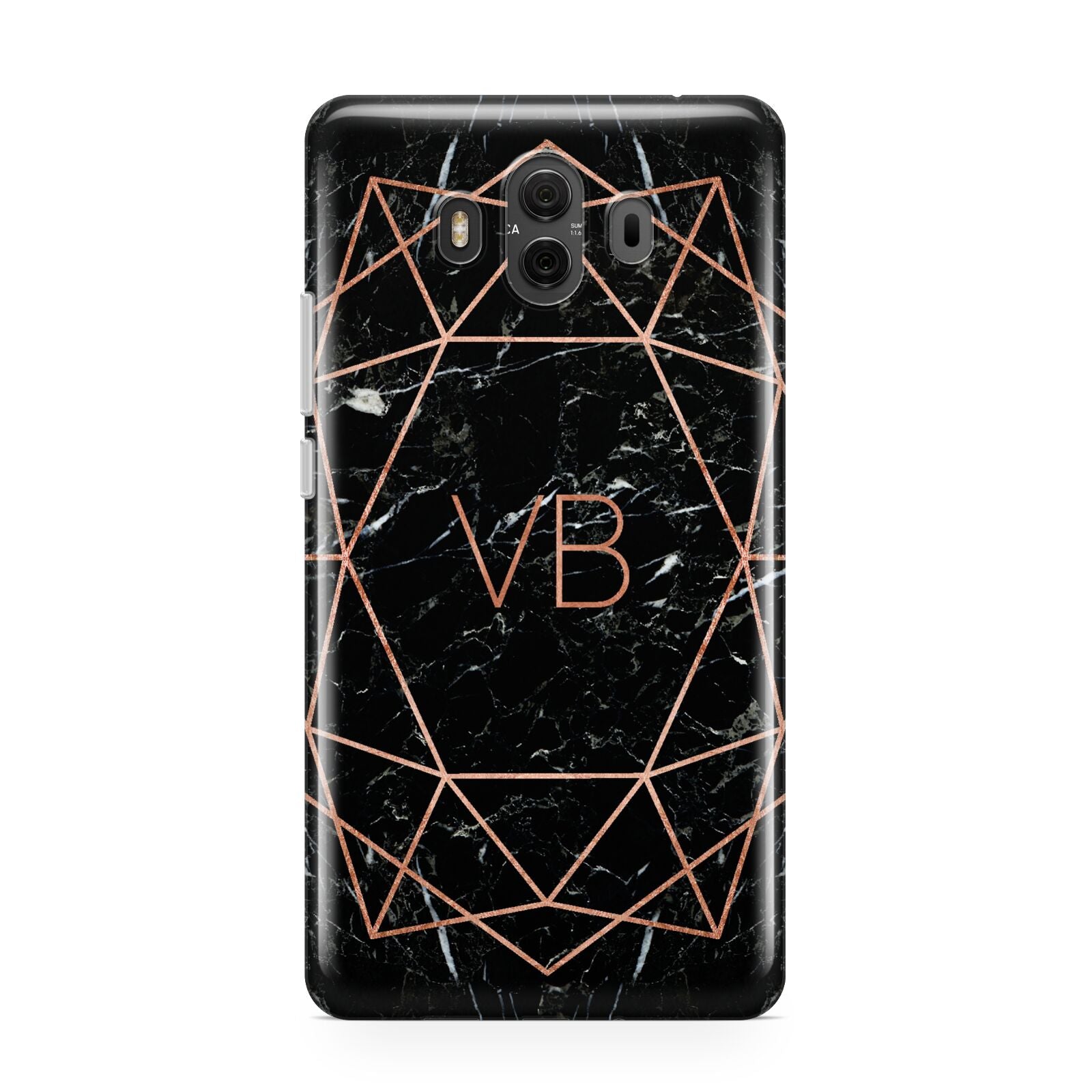 Personalised Rose Gold Geometric Initials Huawei Mate 10 Protective Phone Case
