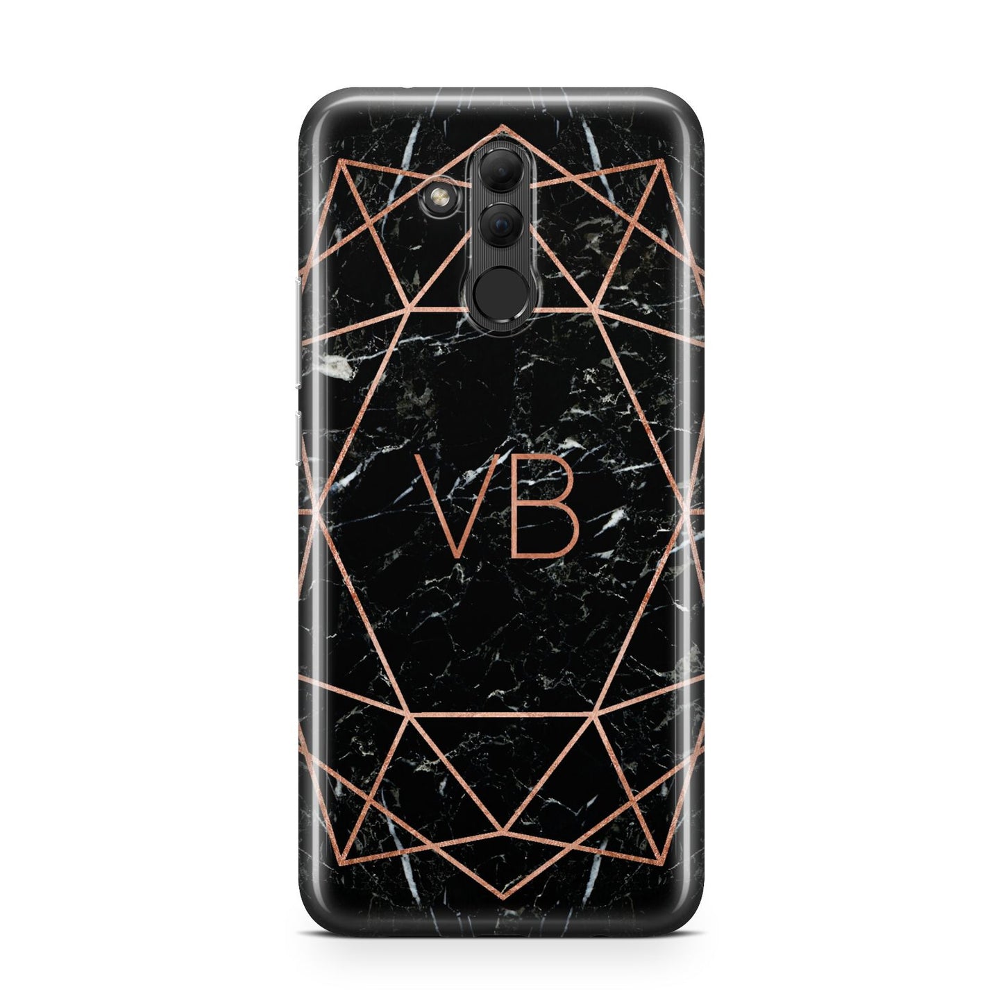 Personalised Rose Gold Geometric Initials Huawei Mate 20 Lite