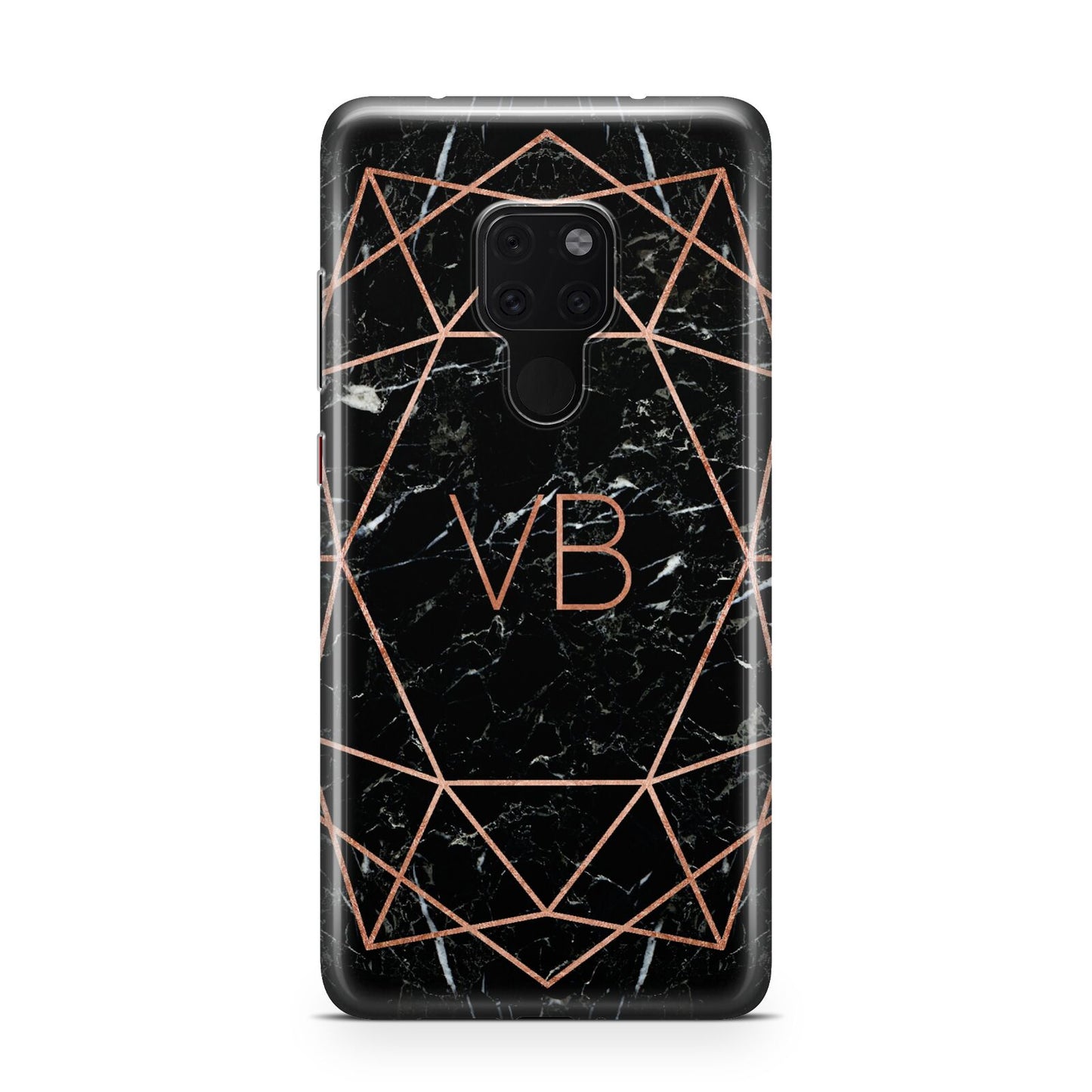 Personalised Rose Gold Geometric Initials Huawei Mate 20 Phone Case