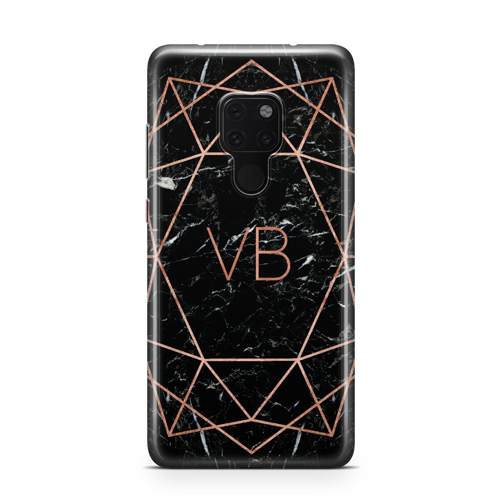 Personalised Rose Gold Geometric Initials Huawei Mate 20 Phone Case