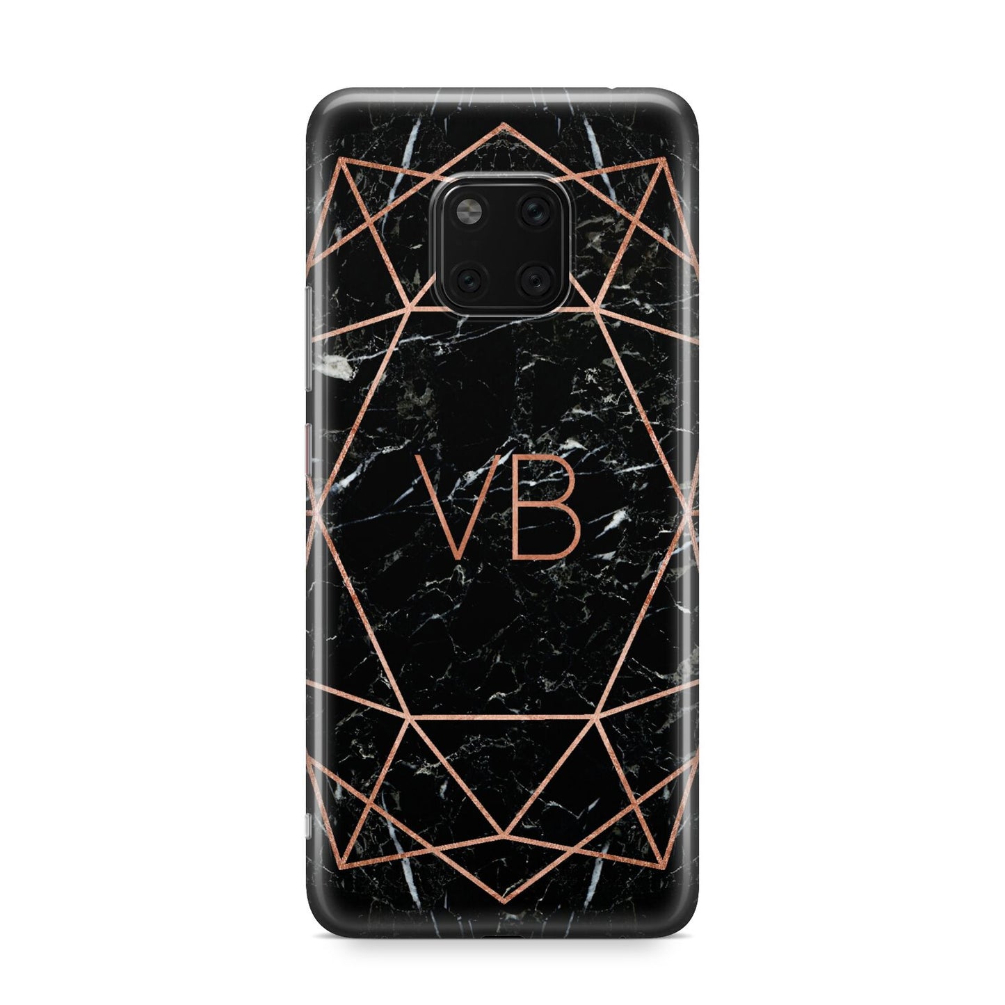 Personalised Rose Gold Geometric Initials Huawei Mate 20 Pro Phone Case