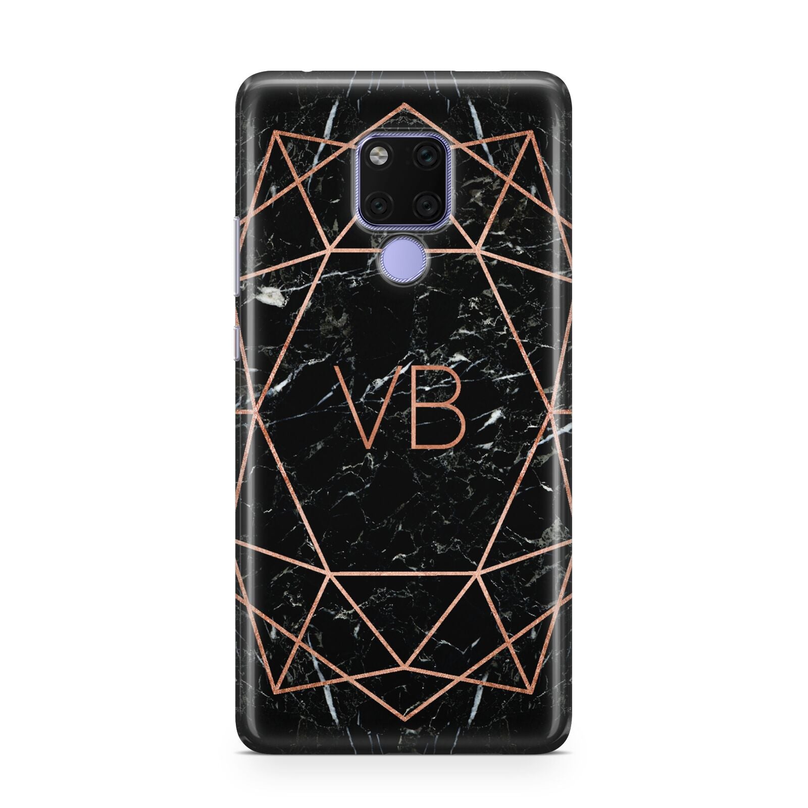 Personalised Rose Gold Geometric Initials Huawei Mate 20X Phone Case