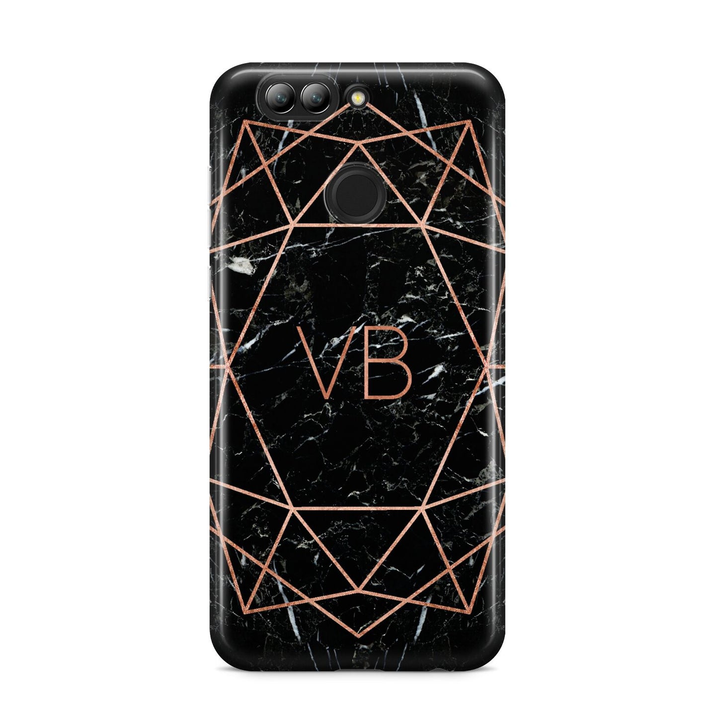 Personalised Rose Gold Geometric Initials Huawei Nova 2s Phone Case